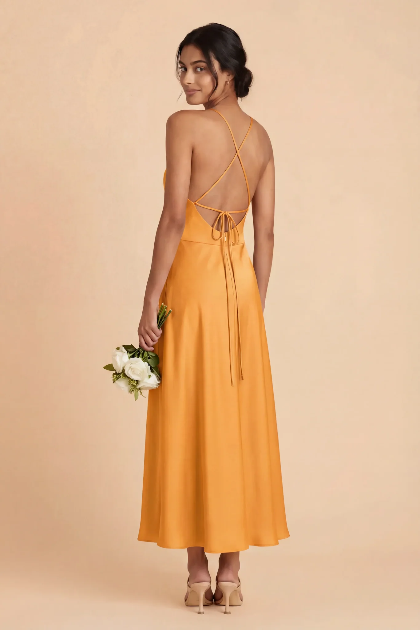 Livvy Matte Satin Dress - Mango - Image 3