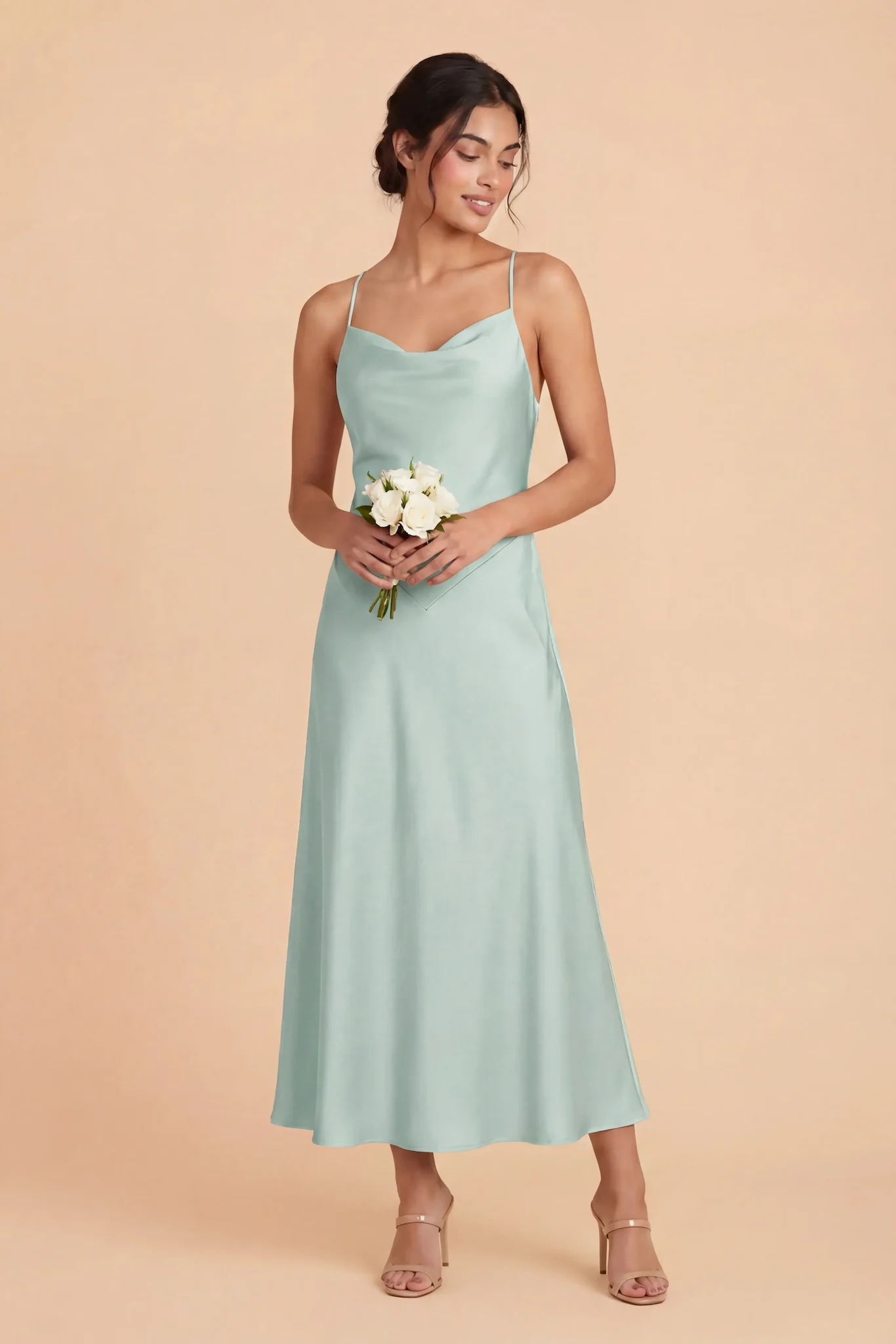 Livvy Matte Satin Dress - Mint - Image 2