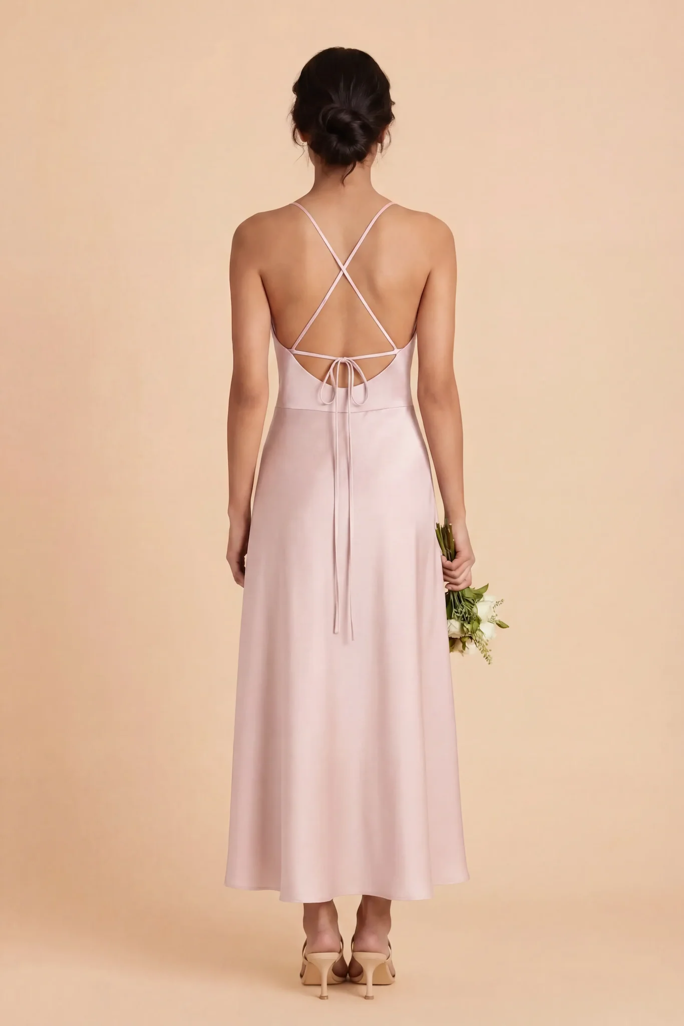 Livvy Matte Satin Dress - Pale Blush - Image 4