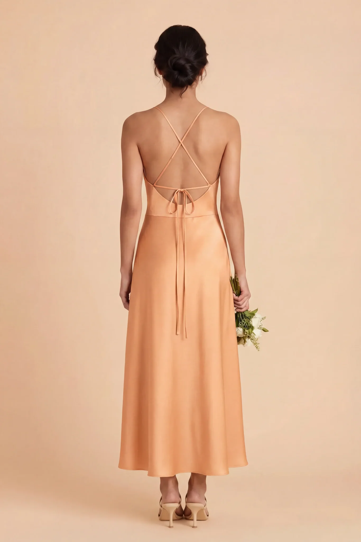 Livvy Matte Satin Dress - Peach - Image 4