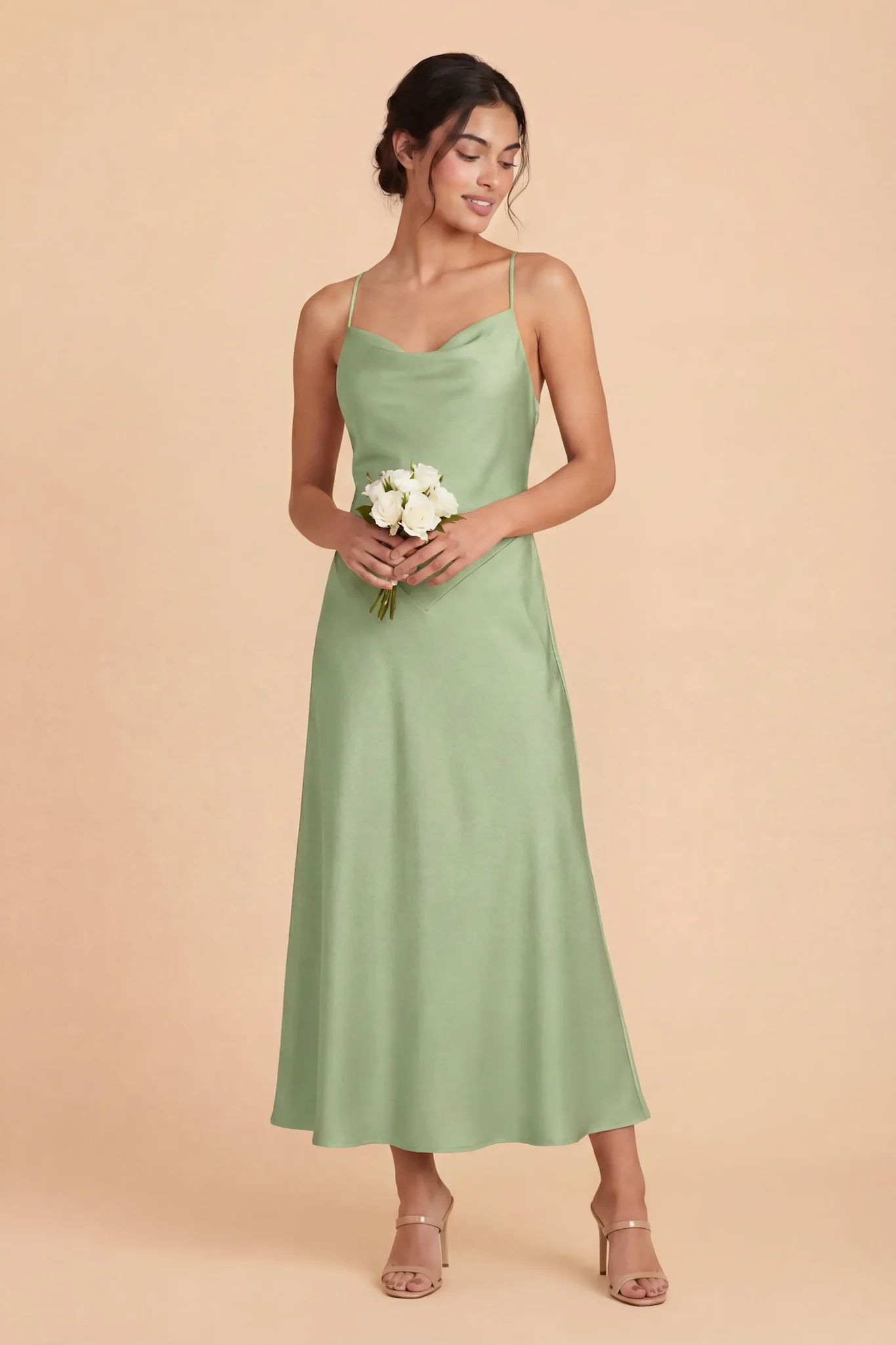 Livvy Matte Satin Dress - Pistachio - Image 2