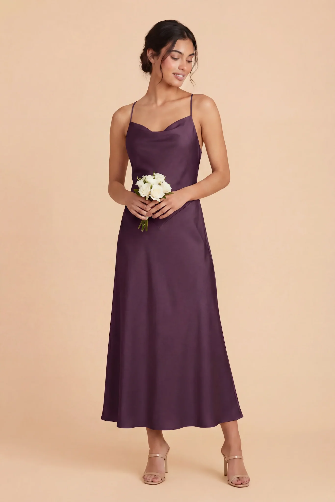 Livvy Matte Satin Dress - Plum - Image 2