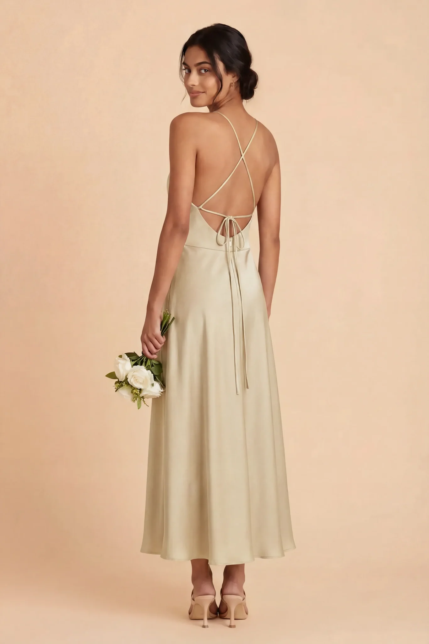 Livvy Matte Satin Dress - Prosecco - Image 3