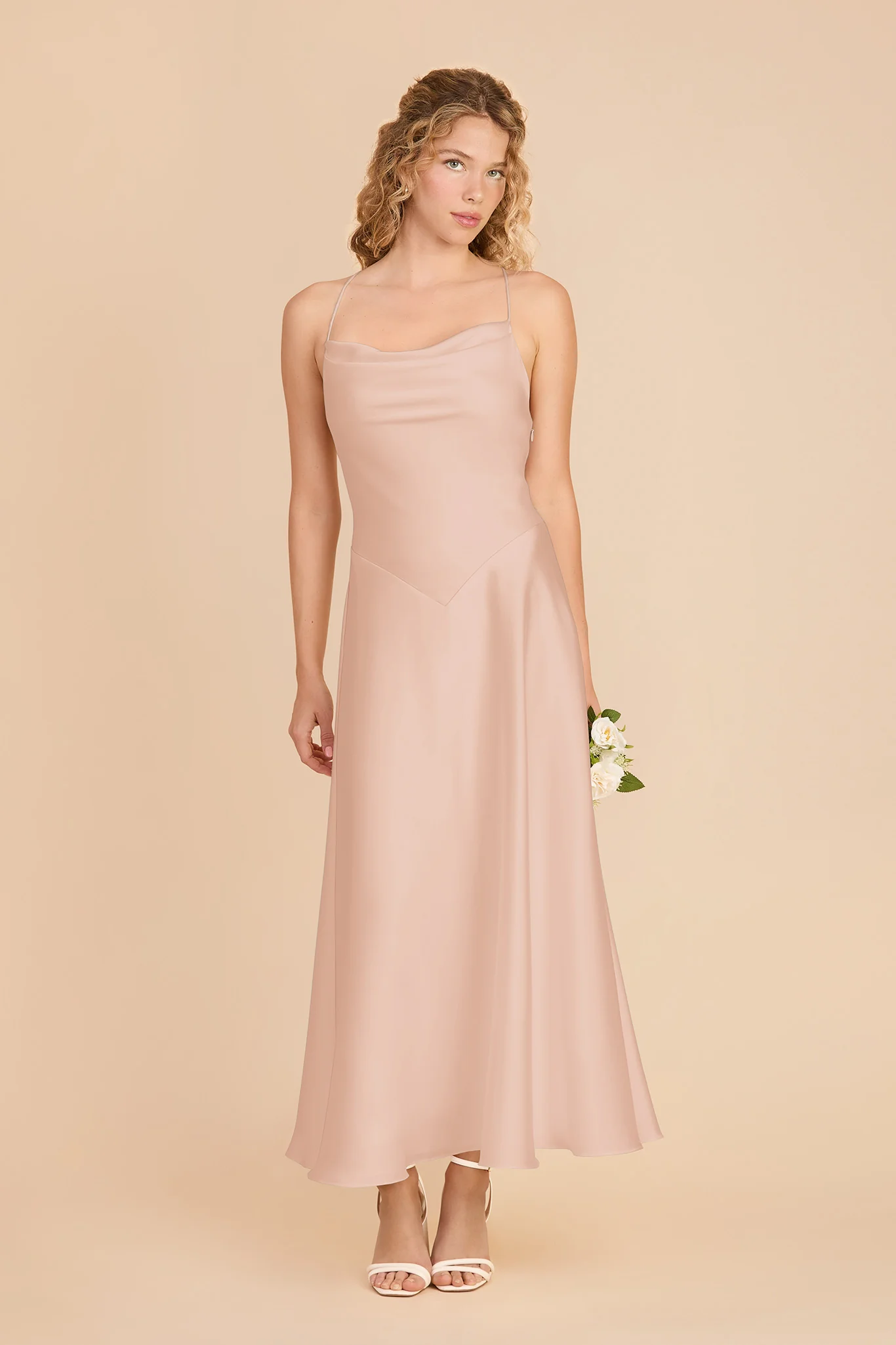 Livvy Matte Satin Dress - Rose Gold