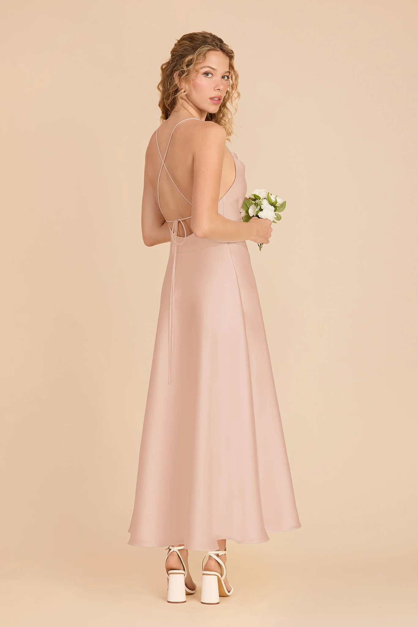 Livvy Matte Satin Dress - Rose Gold - Image 3