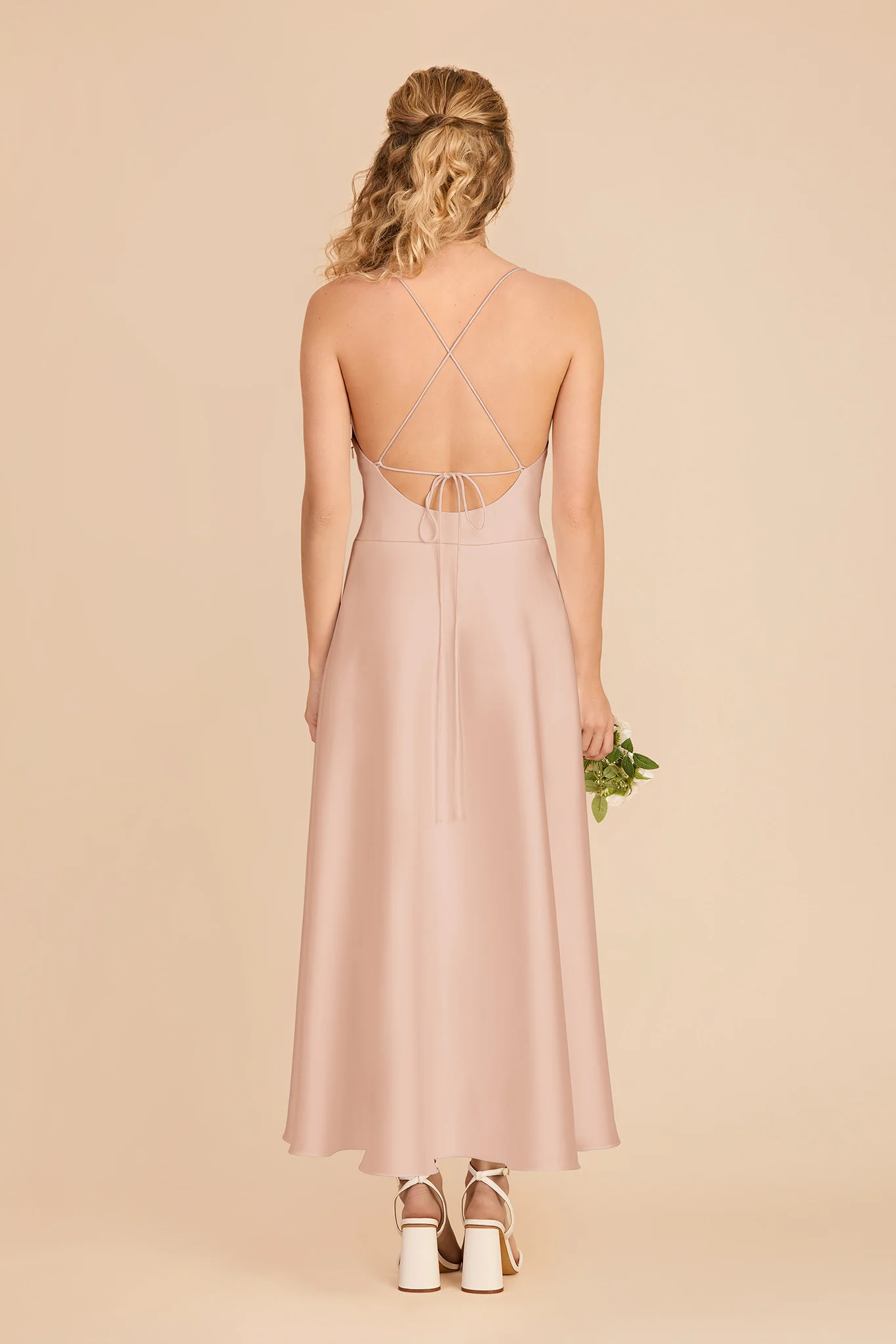 Livvy Matte Satin Dress - Rose Gold - Image 4