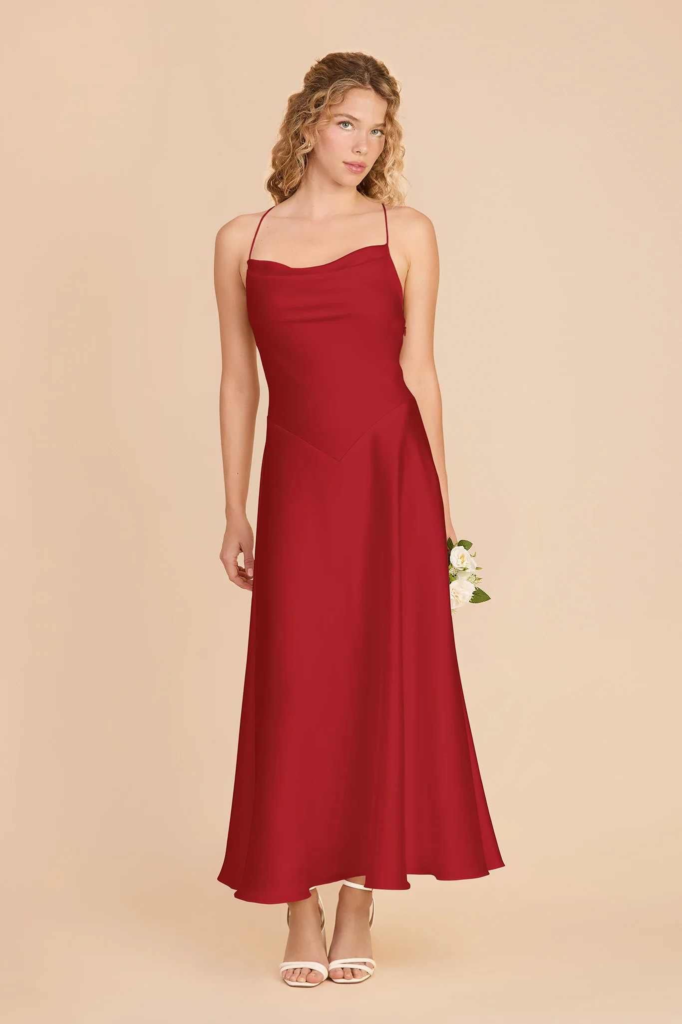 Livvy Matte Satin Dress - Ruby Red