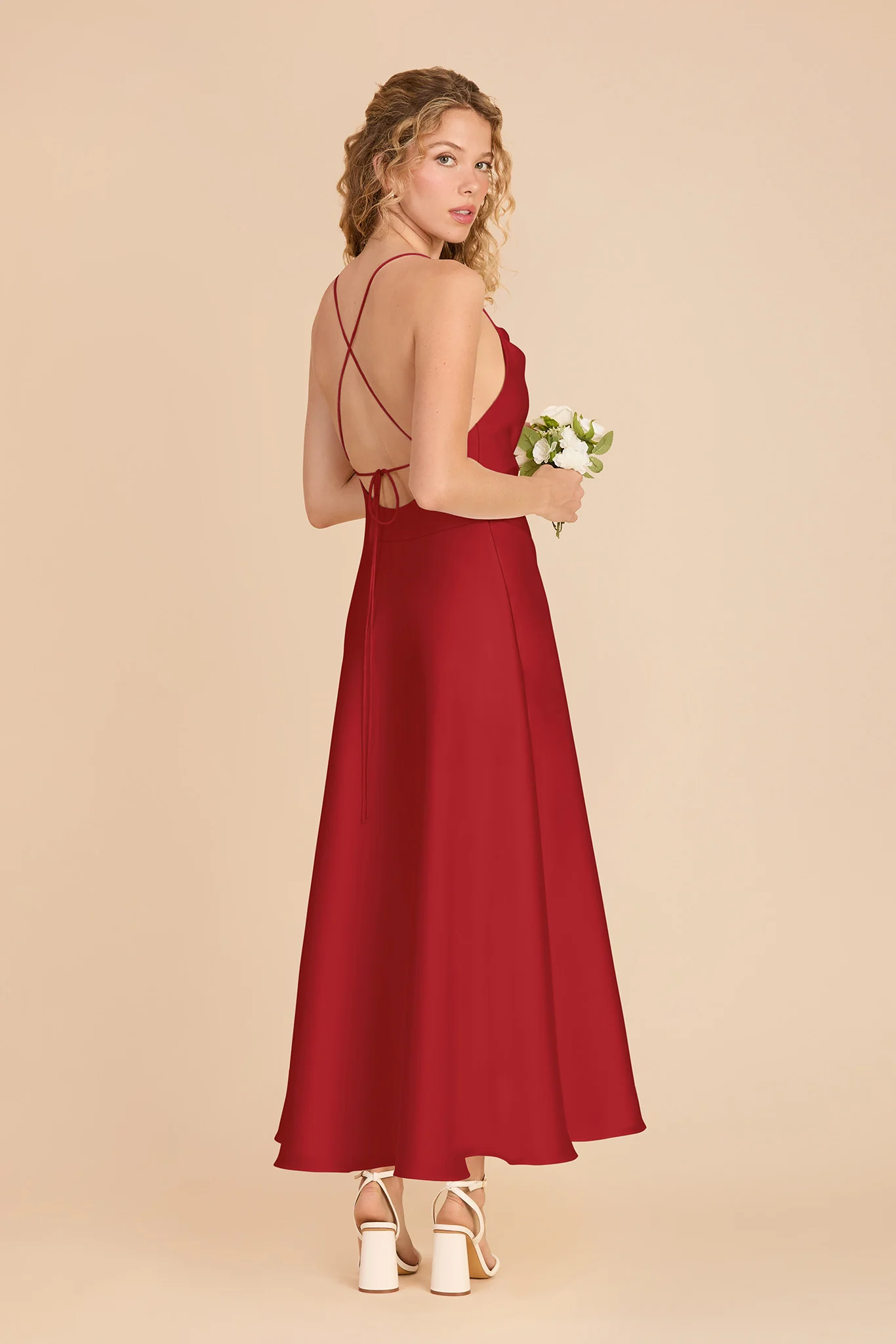Livvy Matte Satin Dress - Ruby Red - Image 3