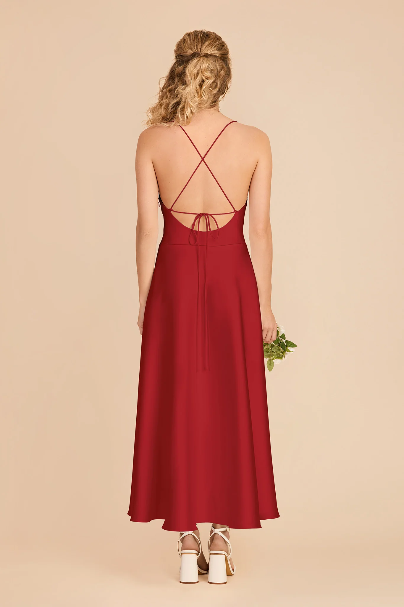 Livvy Matte Satin Dress - Ruby Red - Image 4