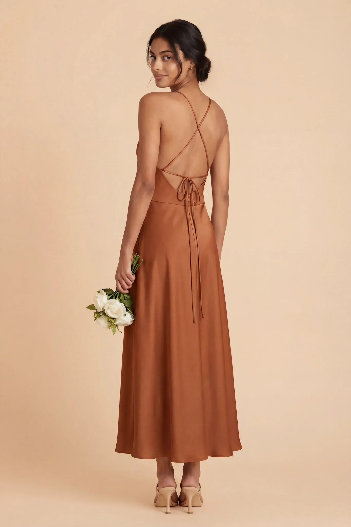 Livvy Matte Satin Dress - Rust - Image 3