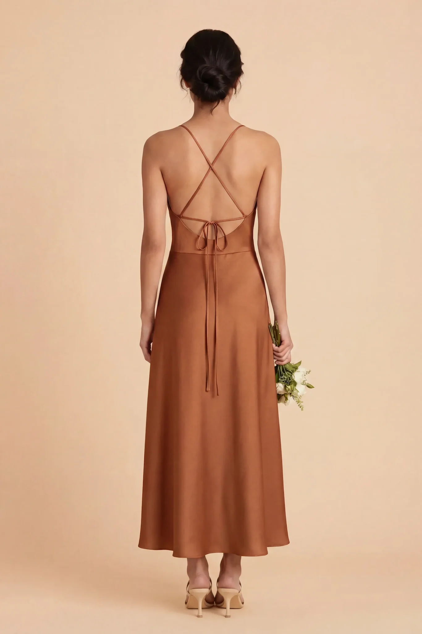 Livvy Matte Satin Dress - Rust - Image 4