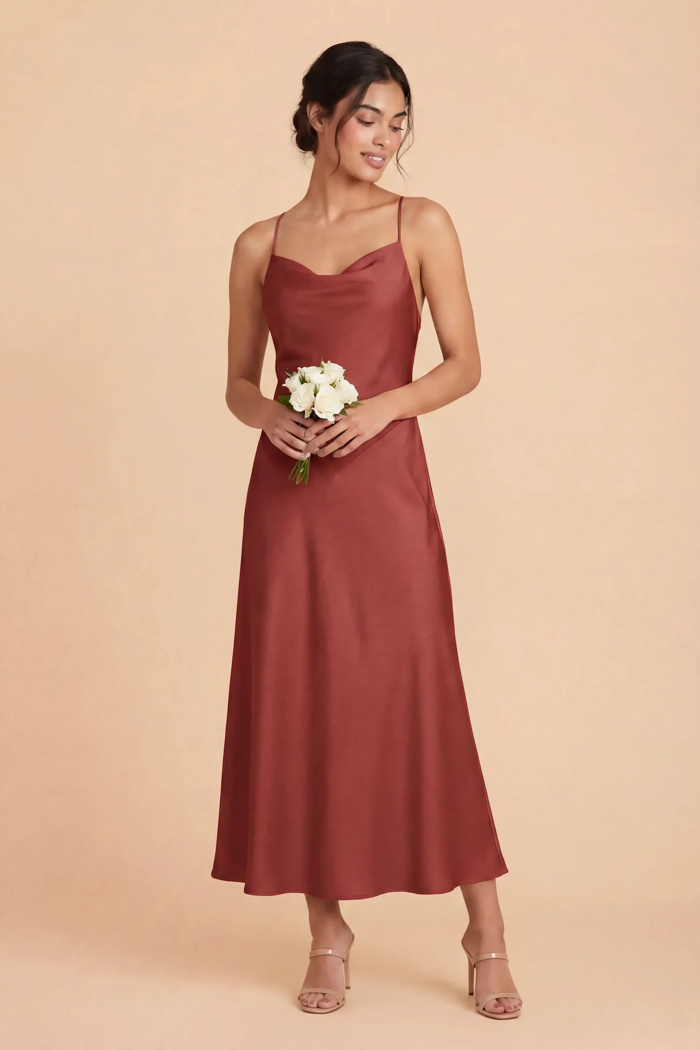 Livvy Matte Satin Dress - Spice - Image 2