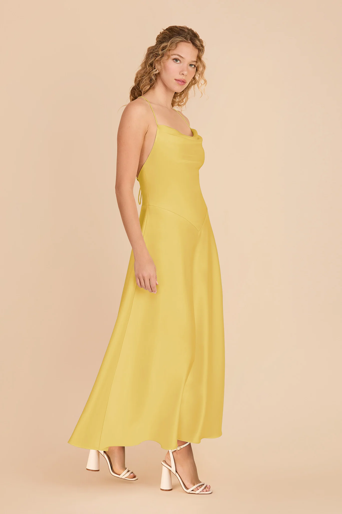 Livvy Matte Satin Dress - Sunflower Yellow - Image 2