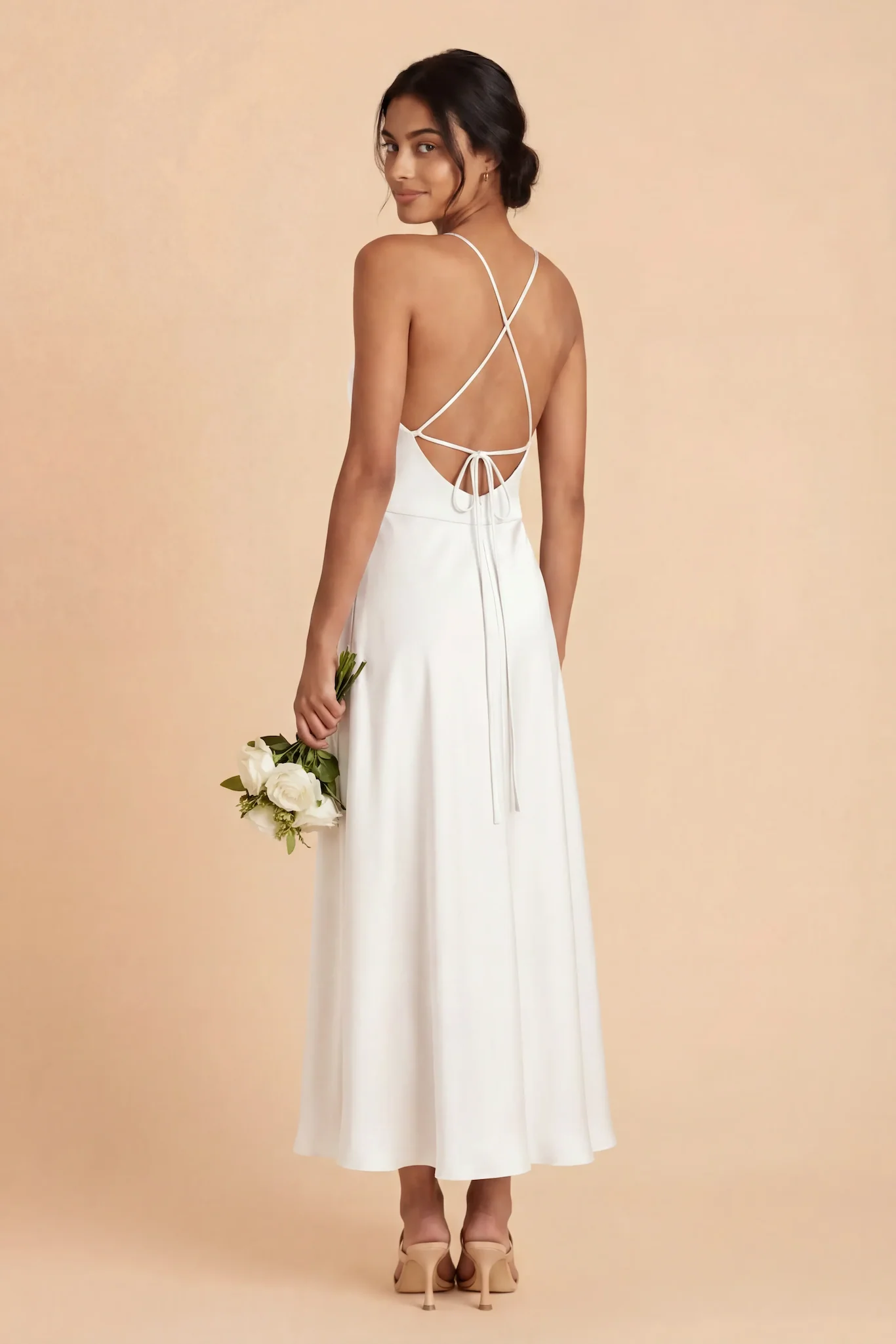 Livvy Matte Satin Dress - White - Image 3