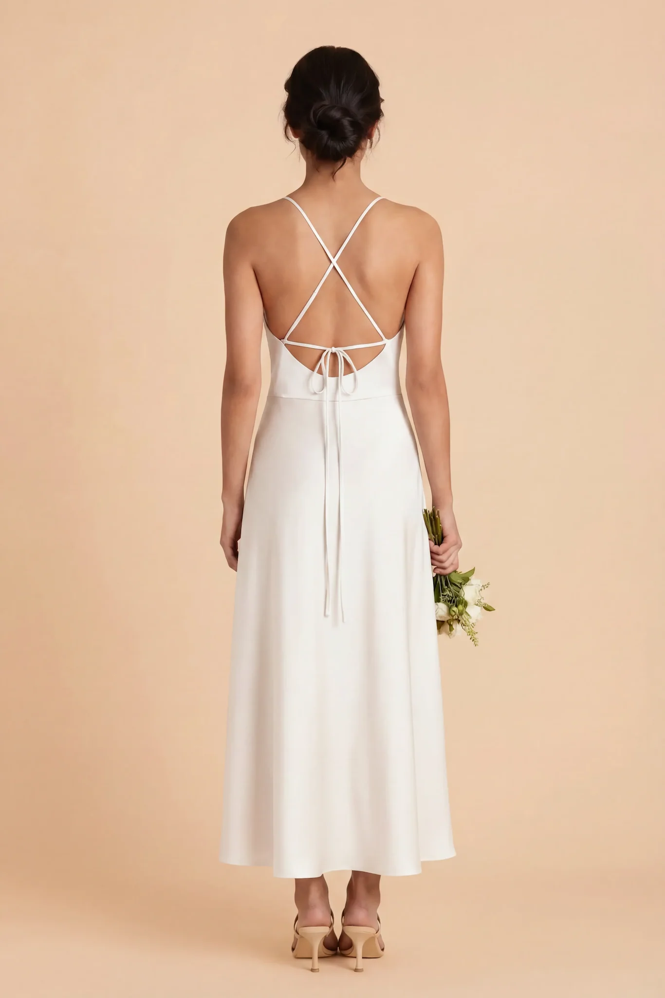 Livvy Matte Satin Dress - White - Image 4