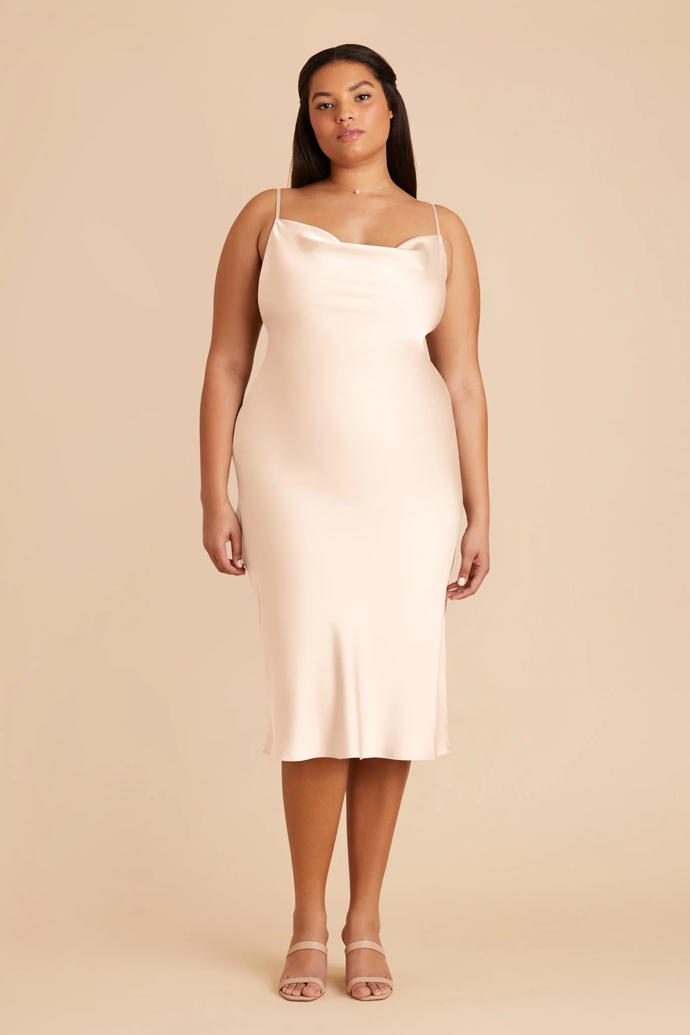 Liza Matte Satin Dress - Champagne - Image 6