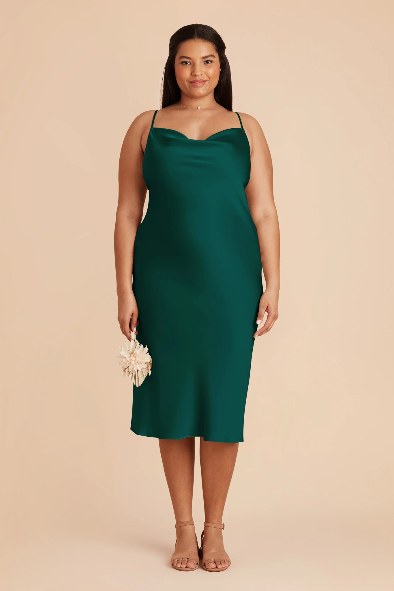 Liza Matte Satin Dress - Emerald - Image 2