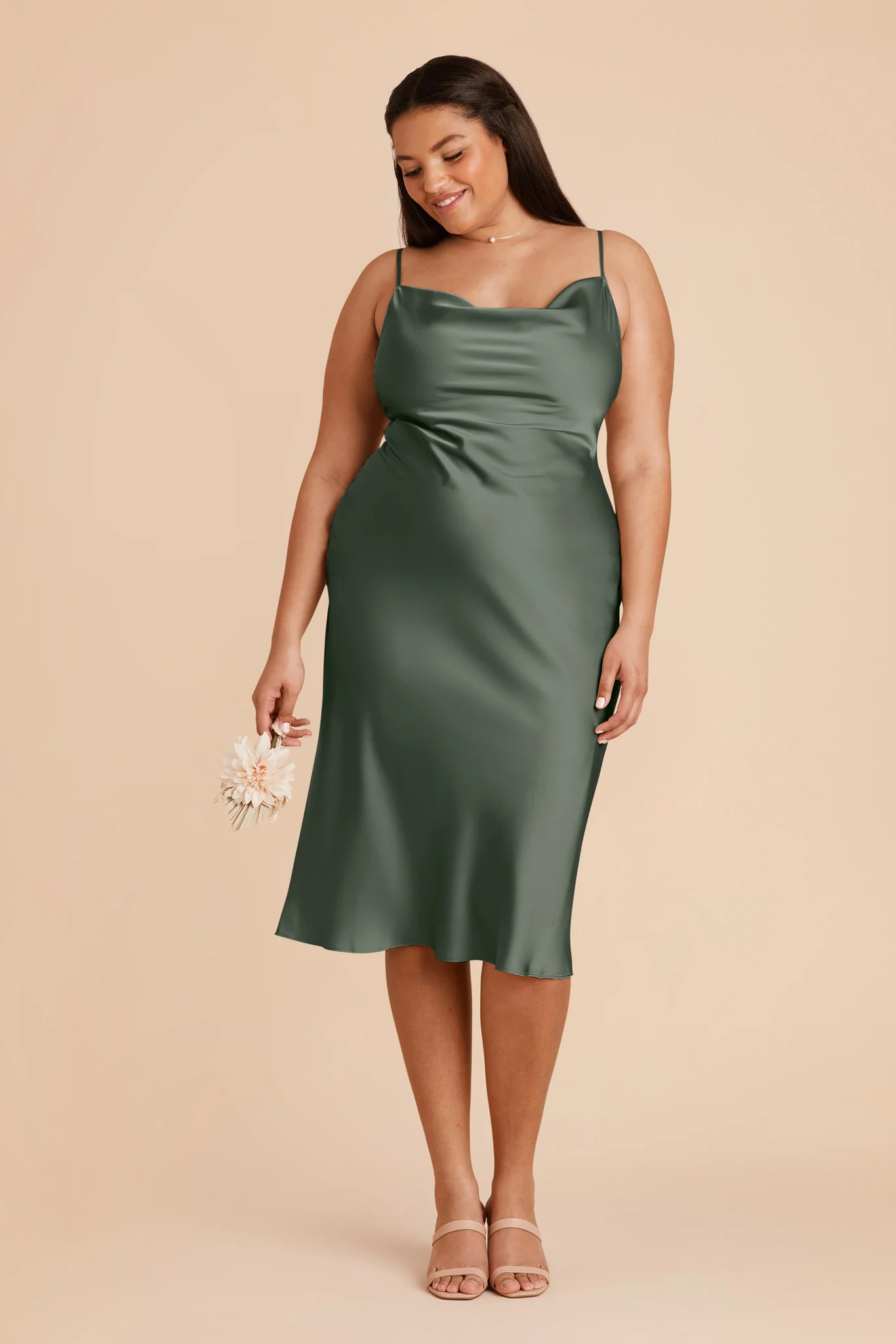 Liza Matte Satin Dress - Eucalyptus - Image 7