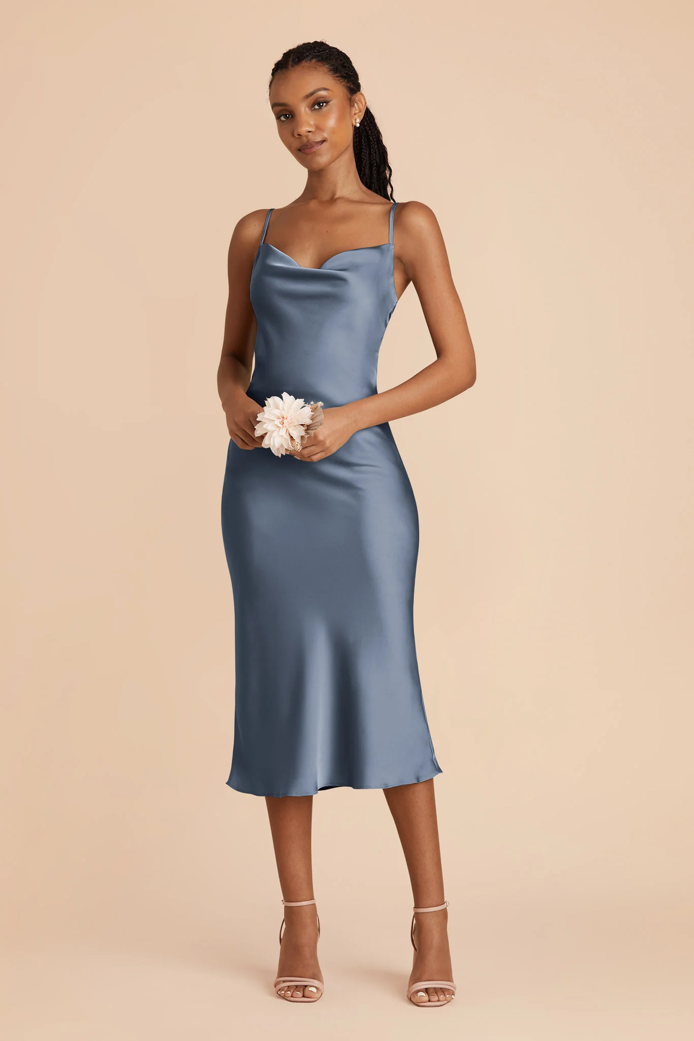 Liza Matte Satin Dress - French Blue - Image 3