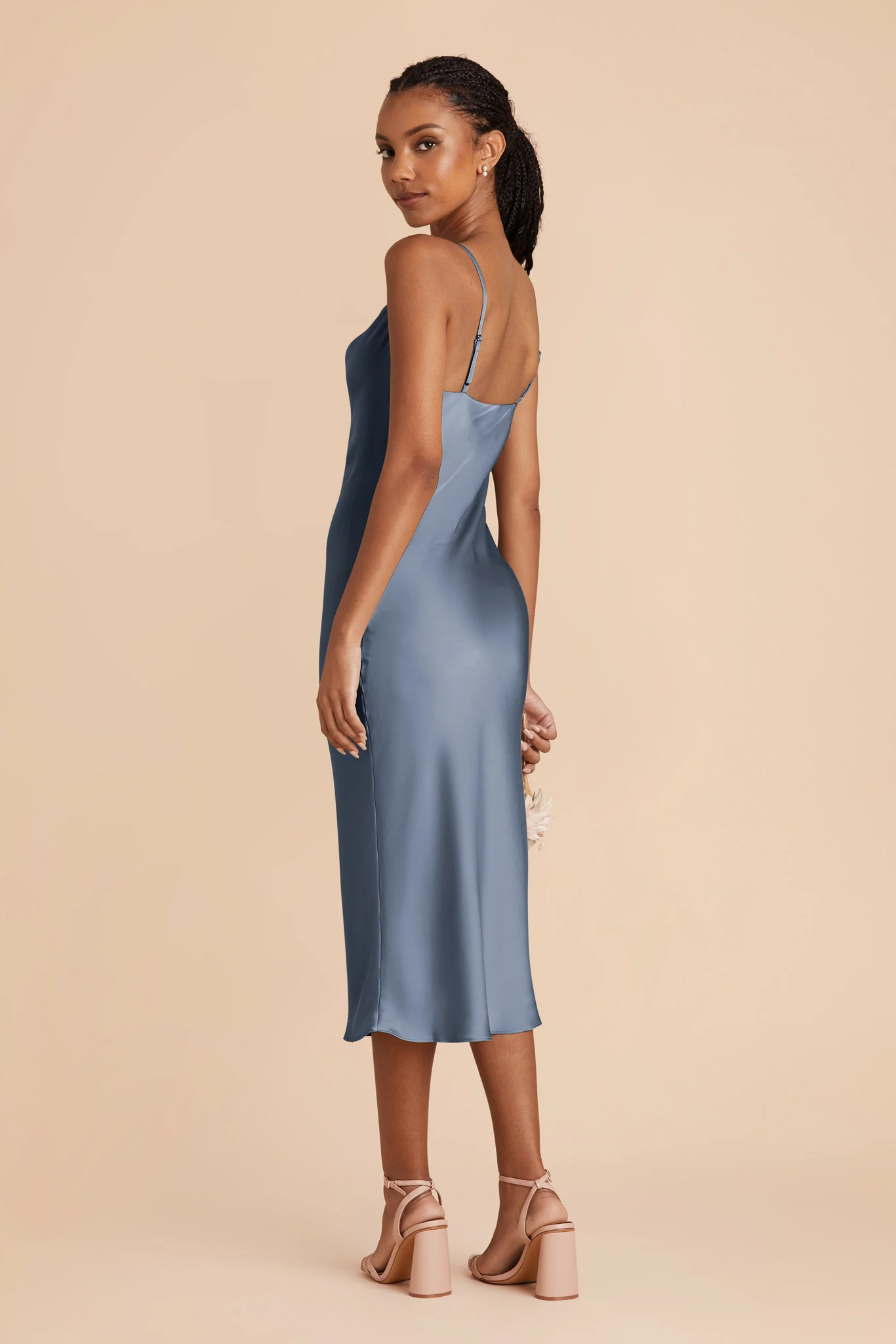 Liza Matte Satin Dress - French Blue - Image 4