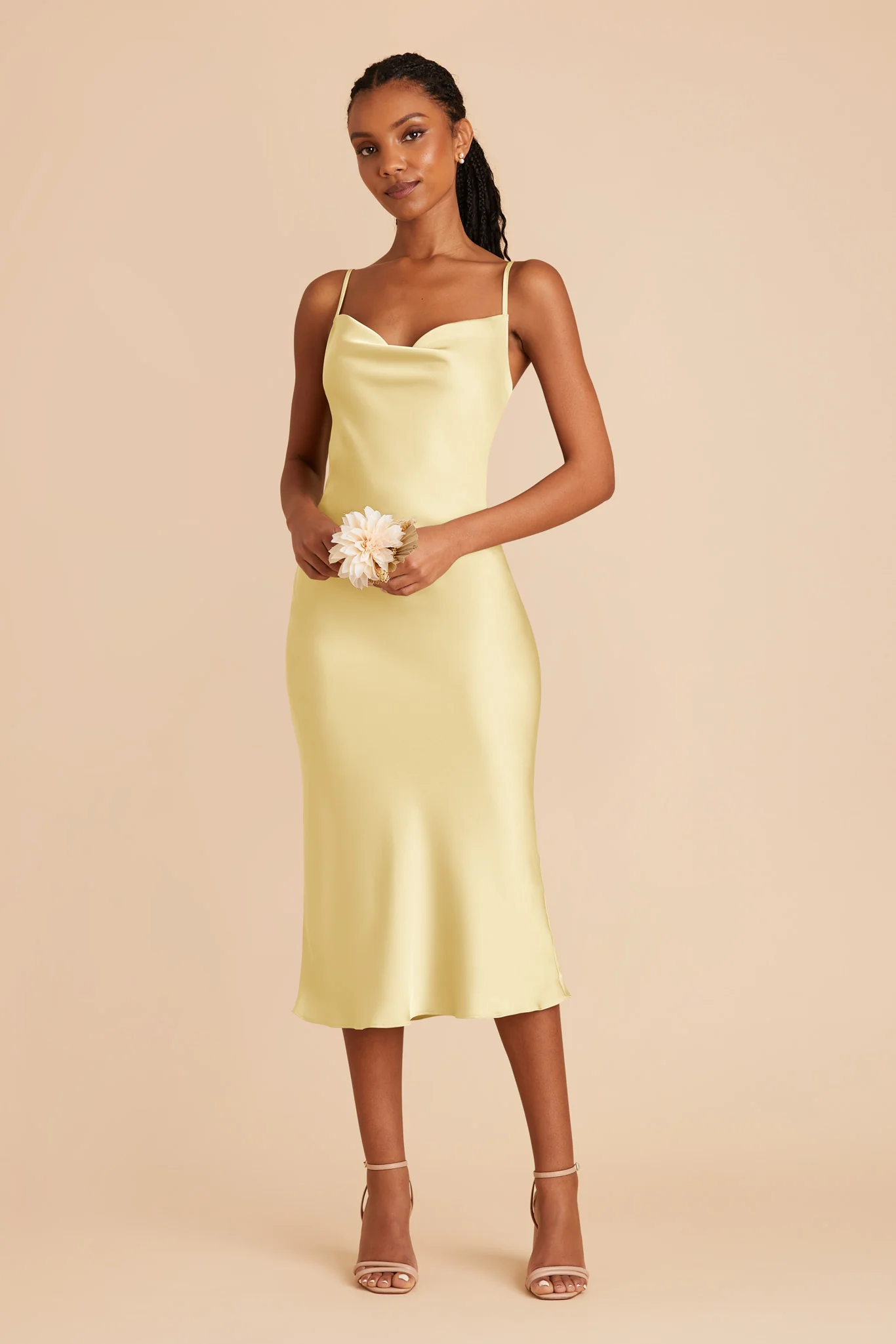 Liza Matte Satin Dress - Lemon Sorbet - Image 3
