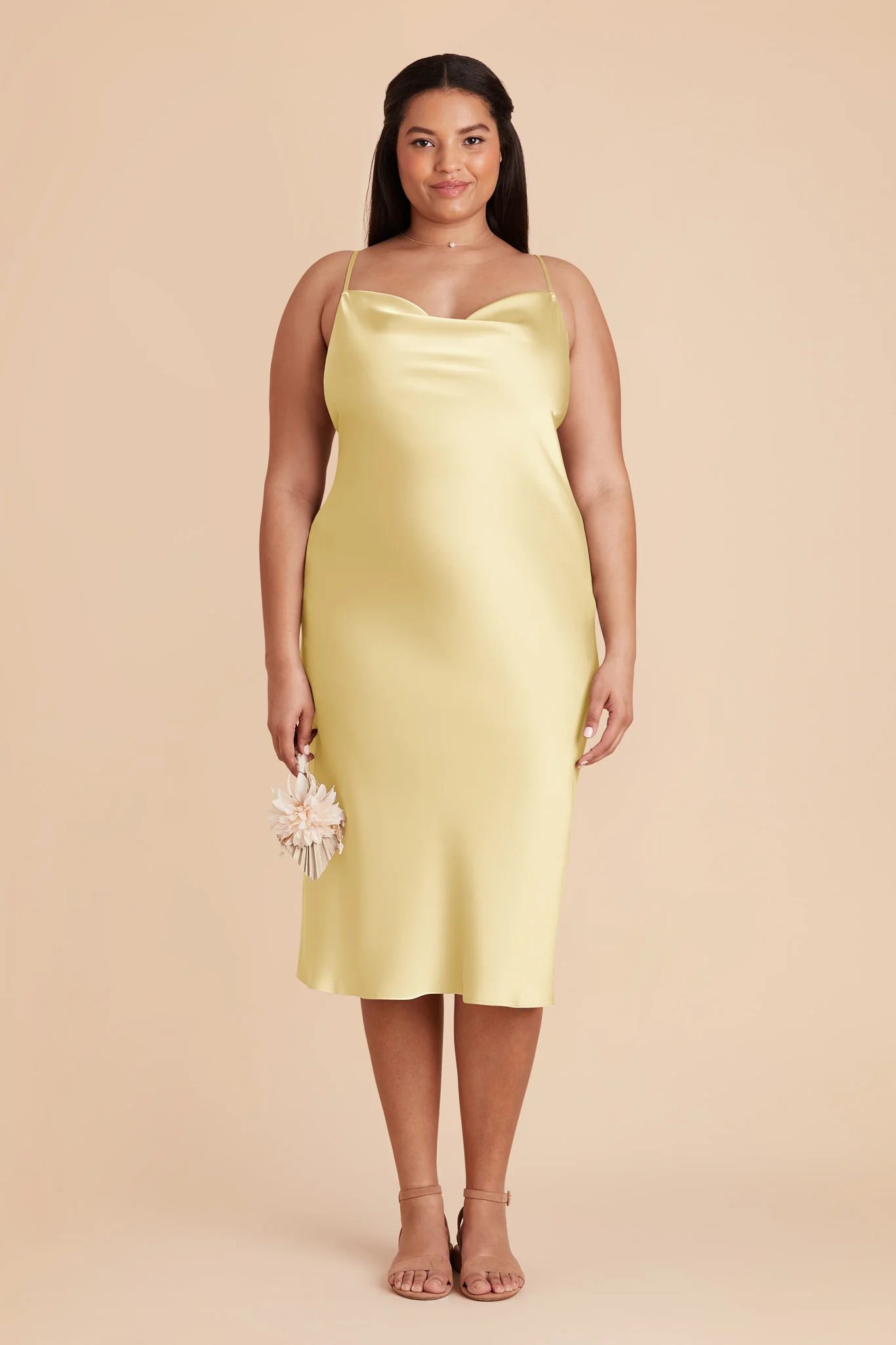 Liza Matte Satin Dress - Lemon Sorbet - Image 7