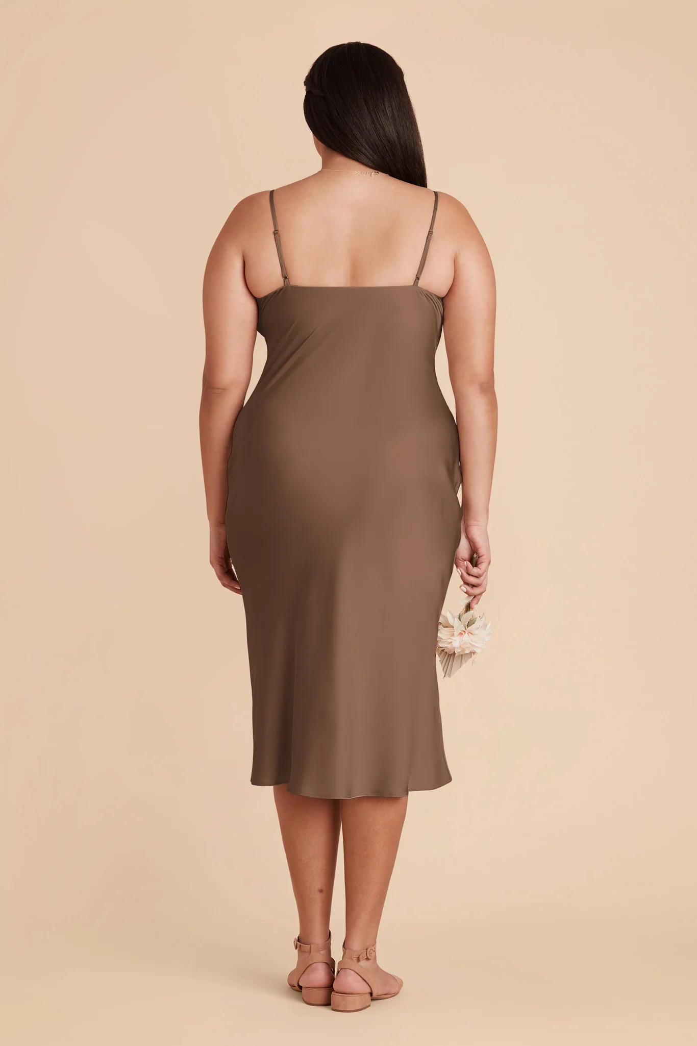 Liza Matte Satin Dress - Mocha - Image 8
