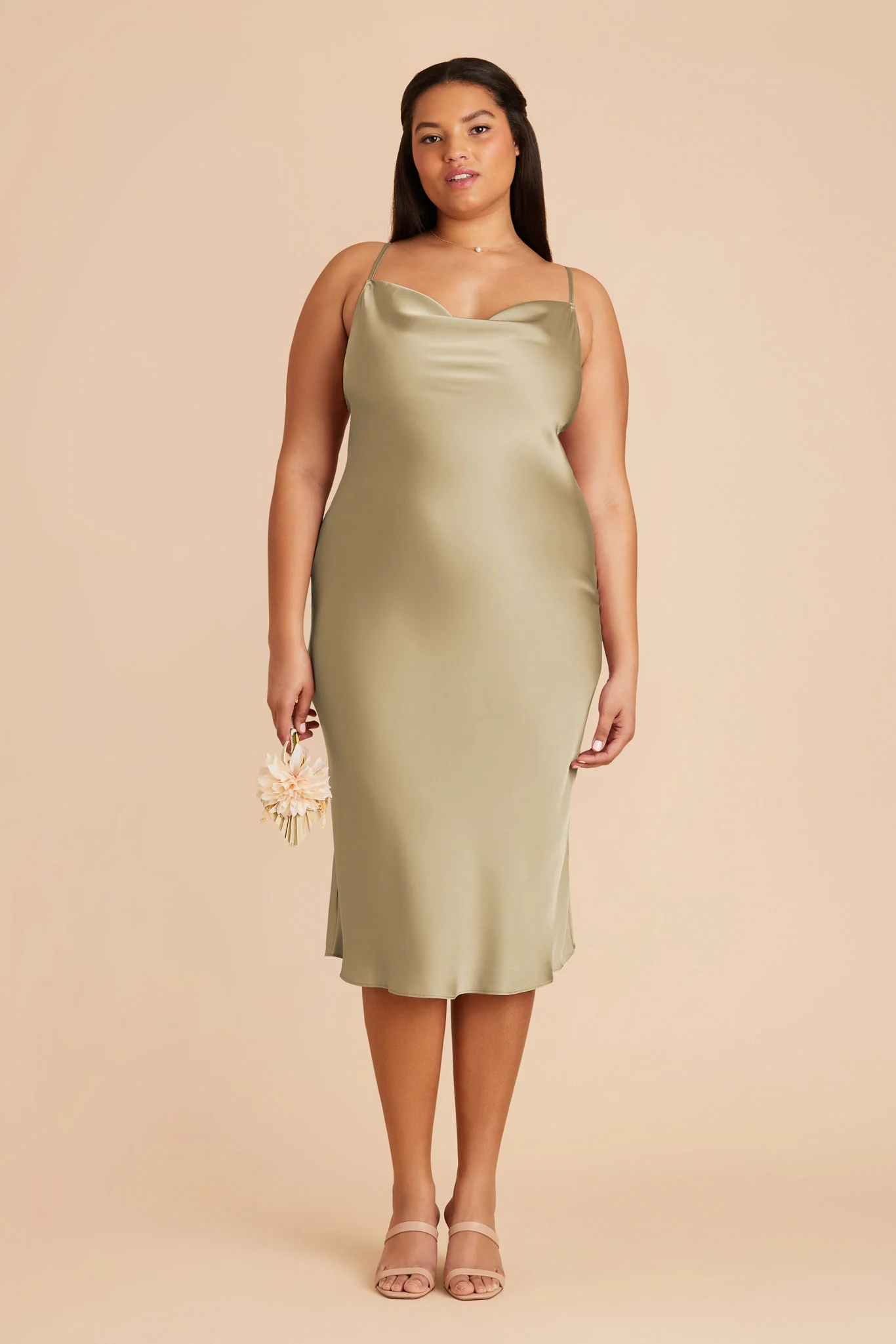 Liza Matte Satin Dress - Moss Green - Image 6