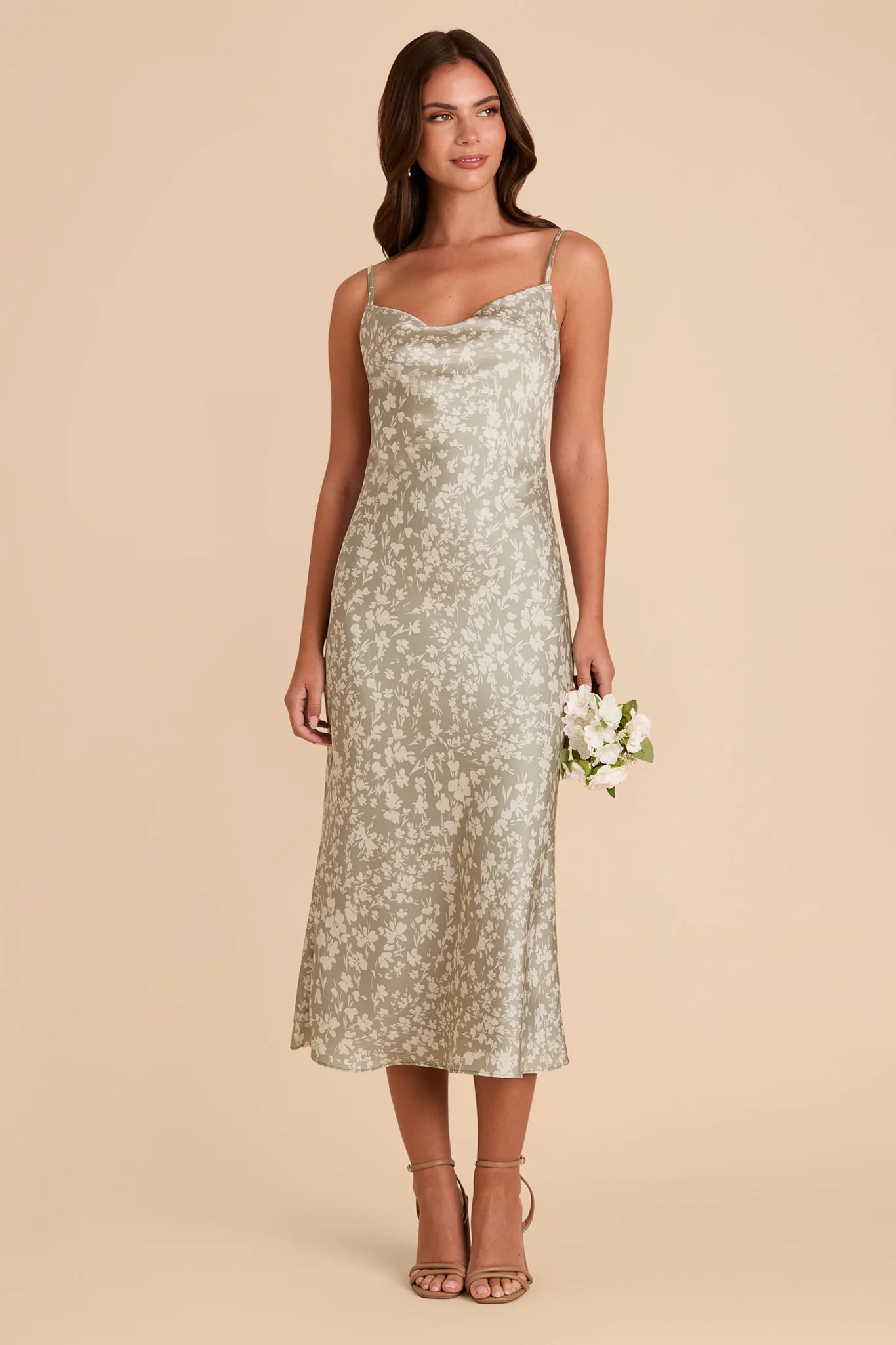 Liza Matte Satin Dress - Moss Green Dreamy Floral