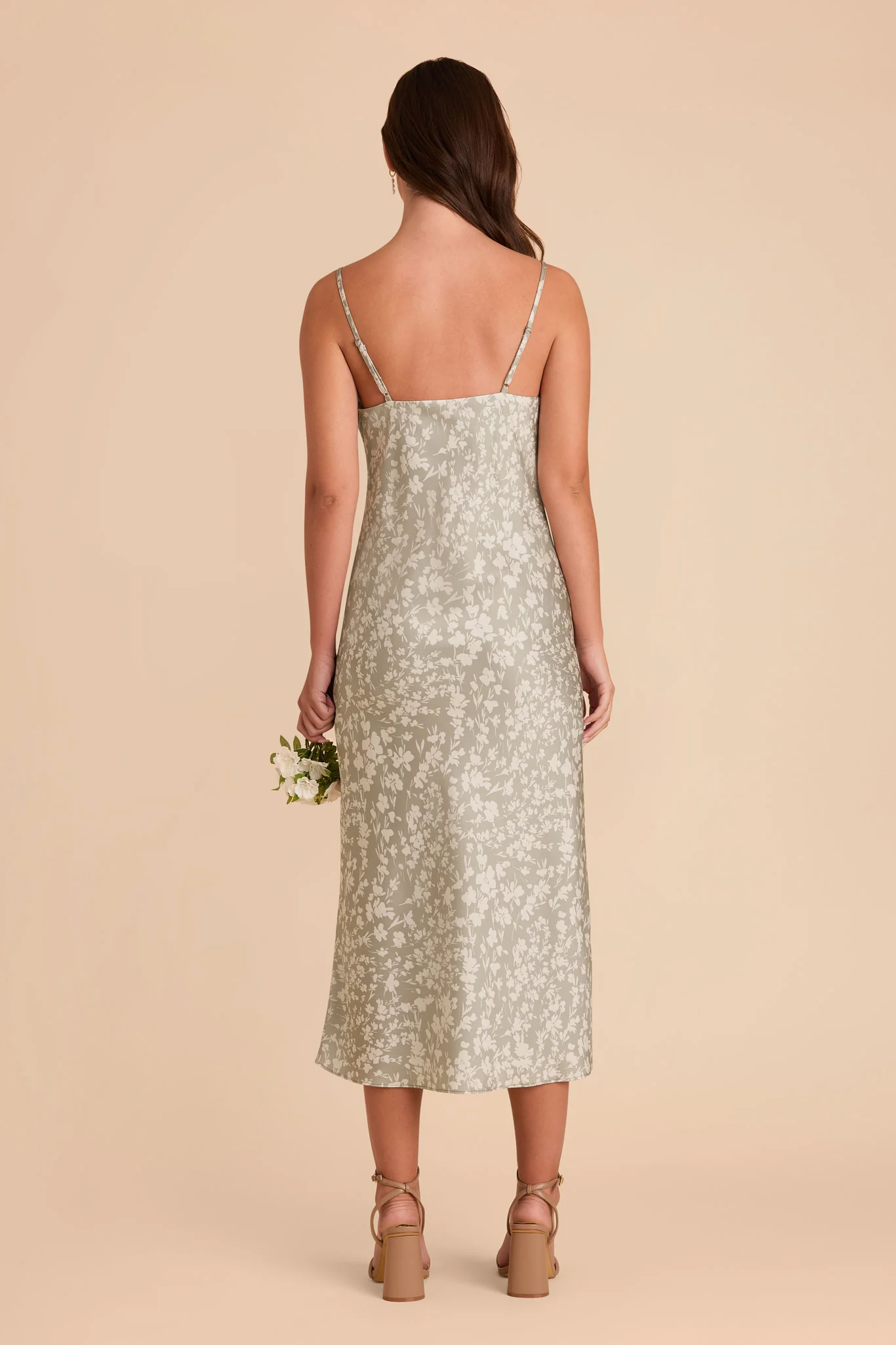 Liza Matte Satin Dress - Moss Green Dreamy Floral - Image 4