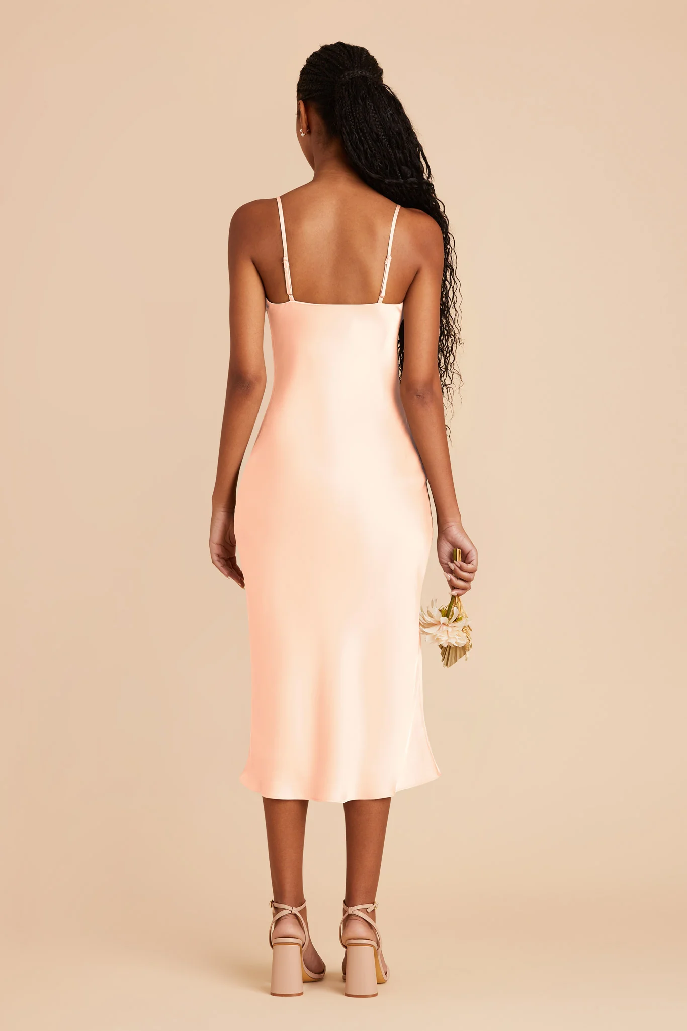 Liza Matte Satin Dress - Peach Cream - Image 6
