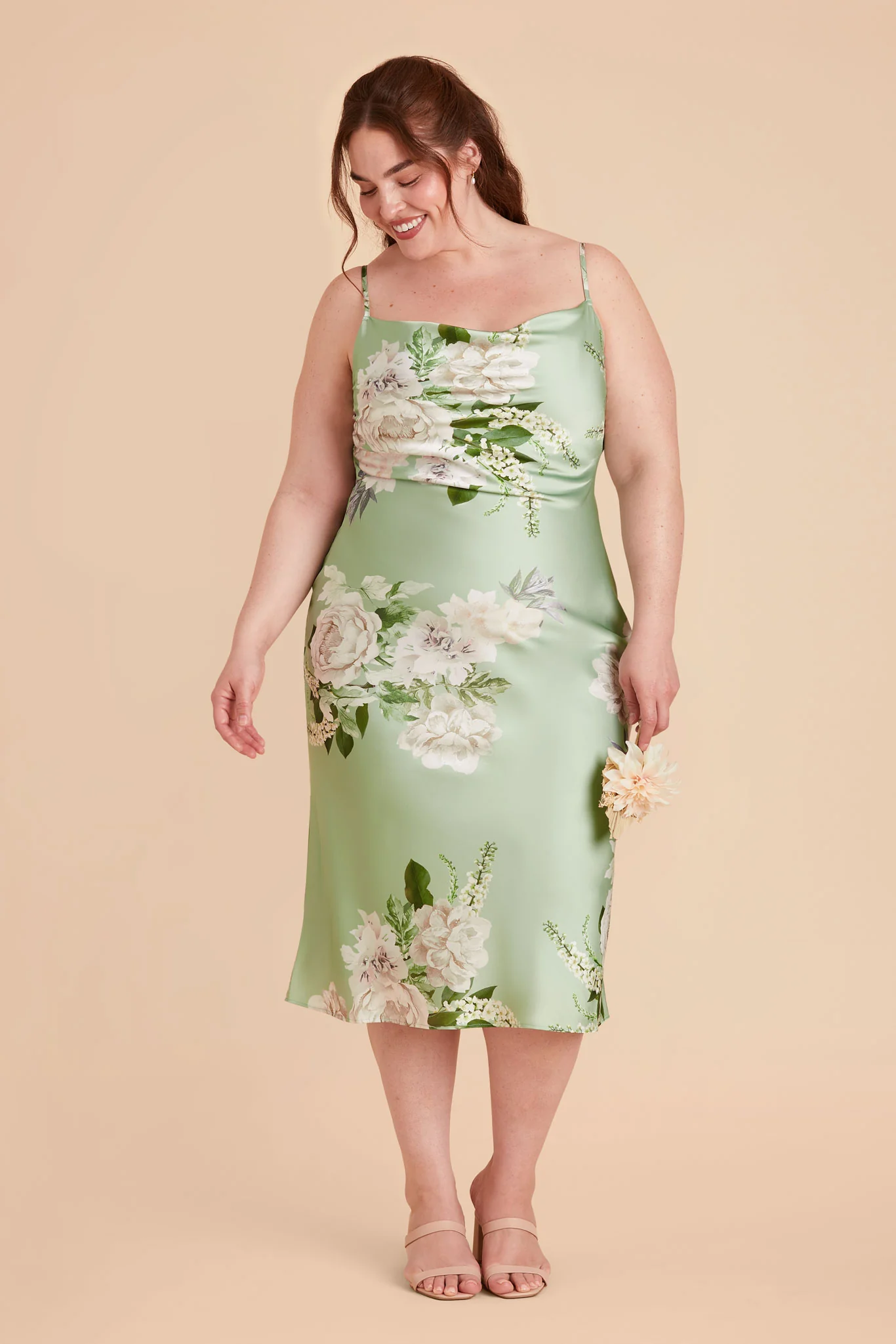 Liza Matte Satin Dress - Pistachio Garden Bloom - Image 2
