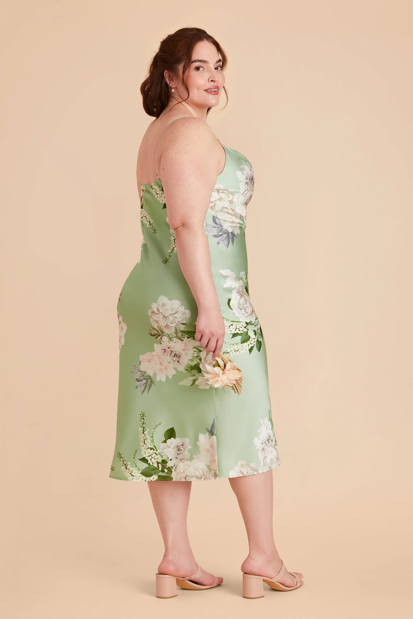 Liza Matte Satin Dress - Pistachio Garden Bloom - Image 8