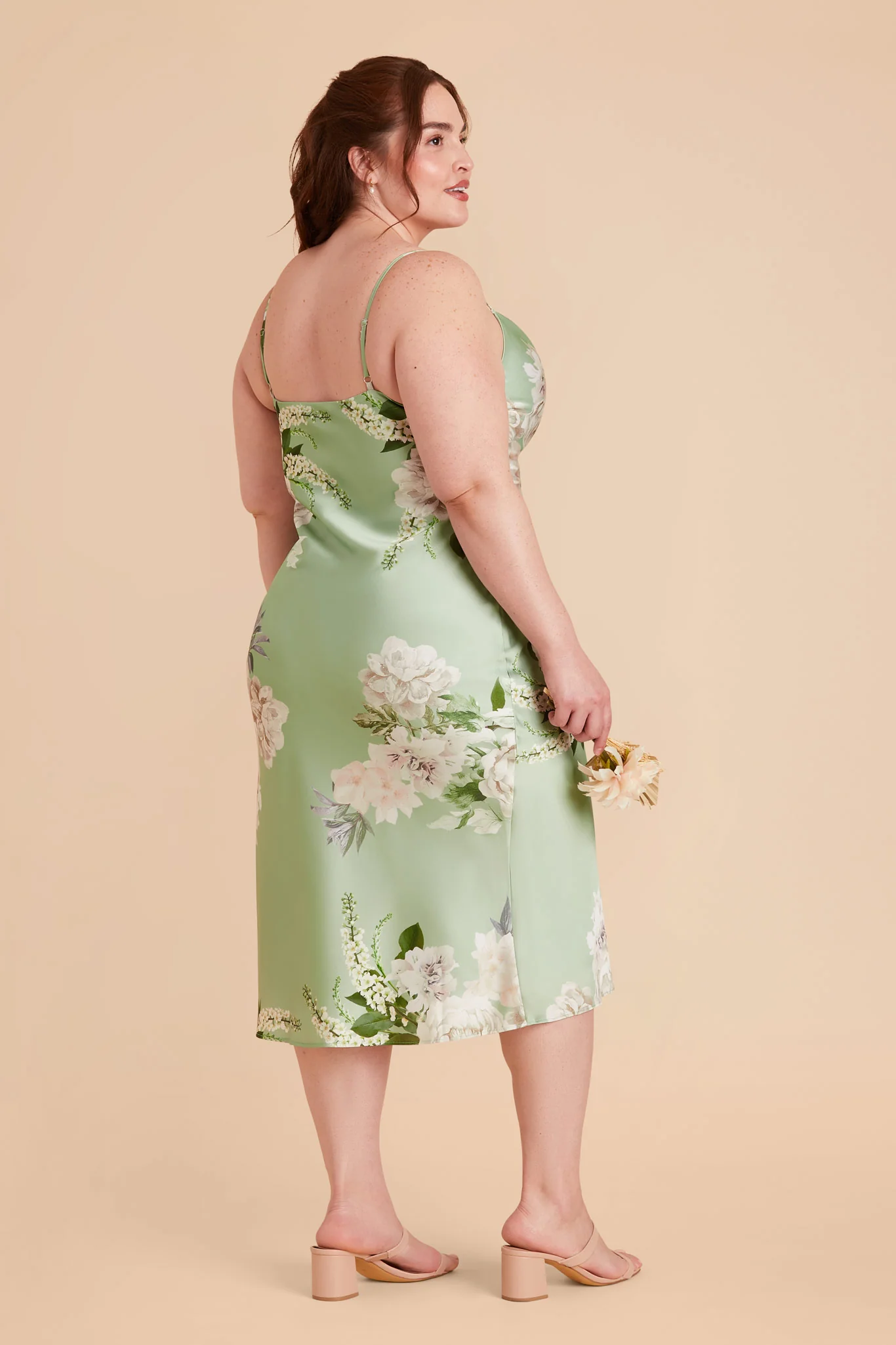 Liza Matte Satin Dress - Pistachio Garden Bloom - Image 9