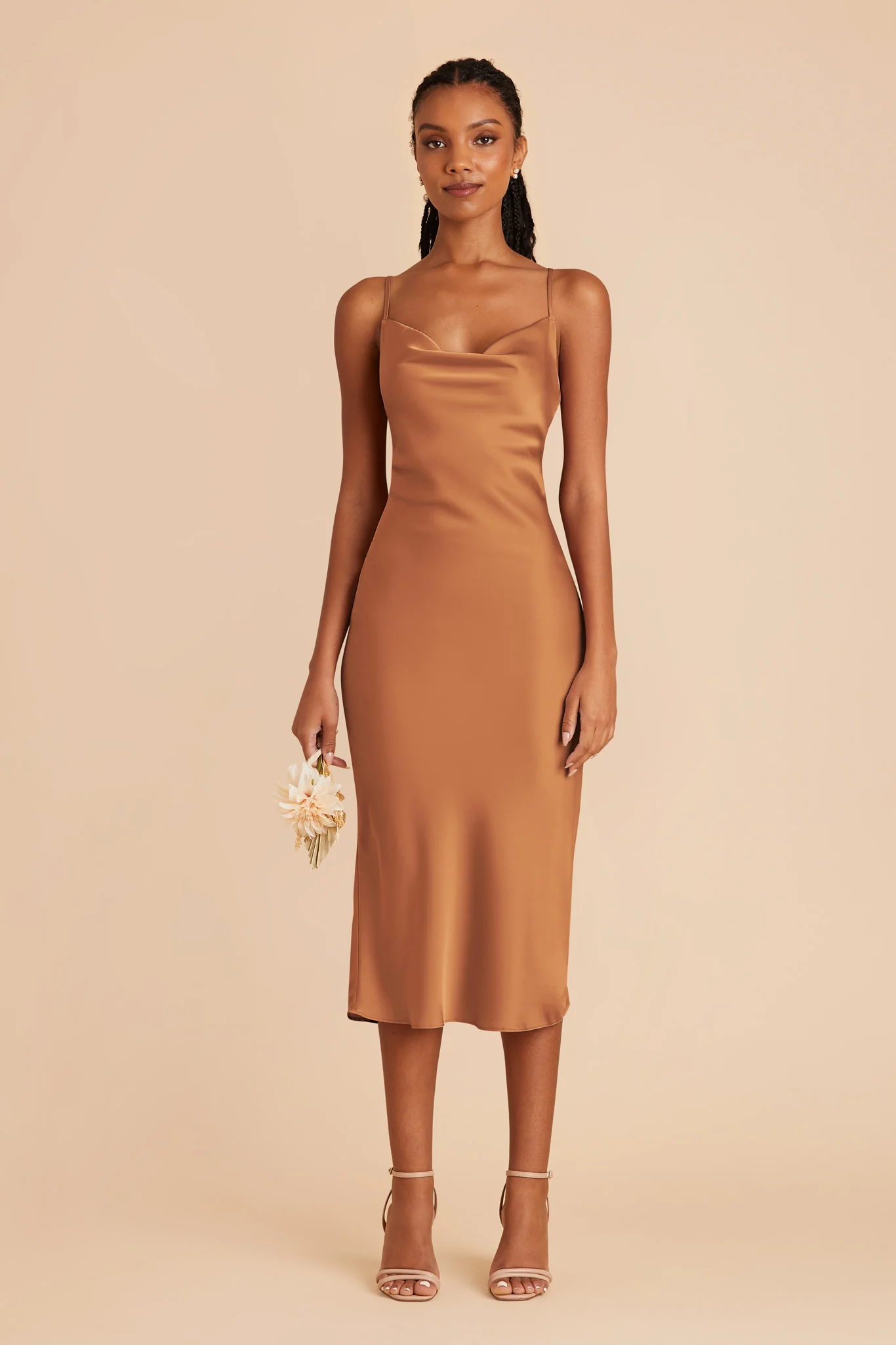 Liza Matte Satin Dress - Rust
