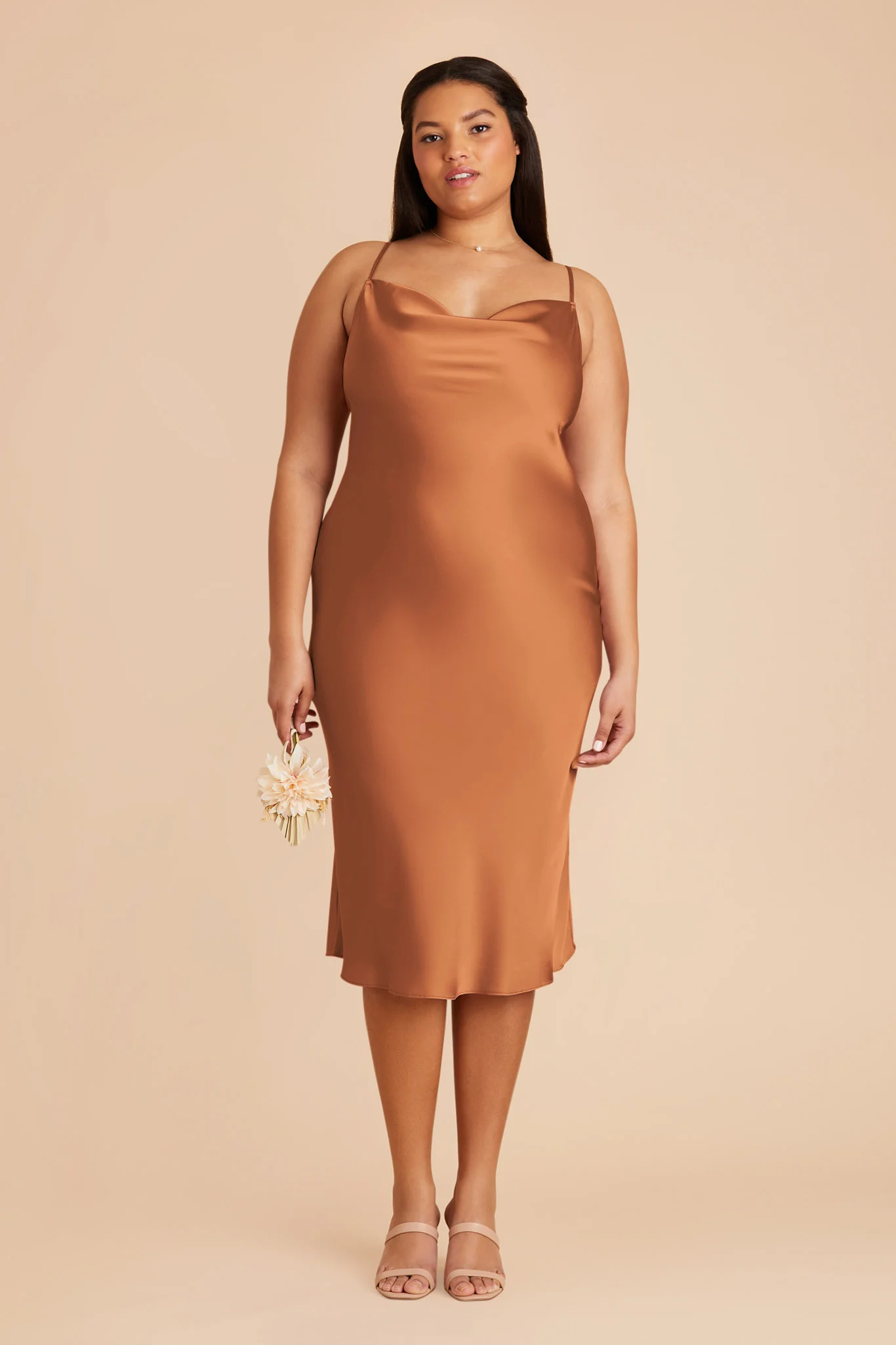 Liza Matte Satin Dress - Rust - Image 2