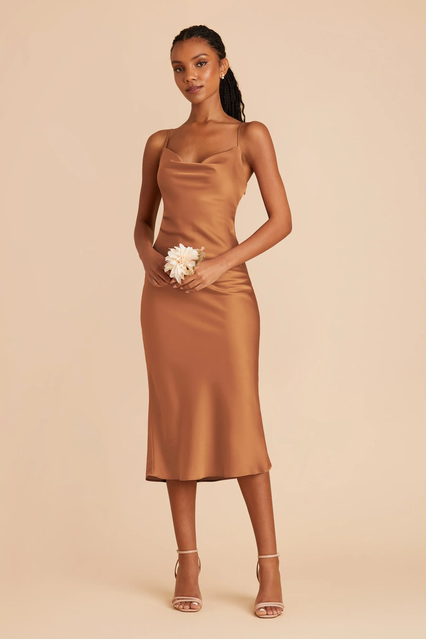 Liza Matte Satin Dress - Rust - Image 3