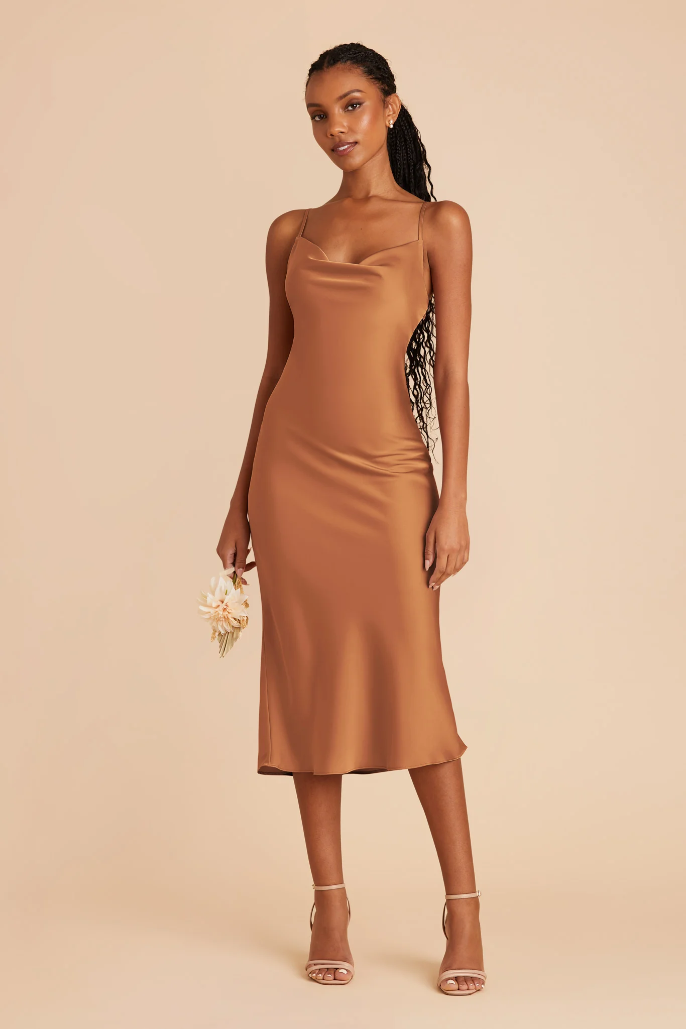 Liza Matte Satin Dress - Rust - Image 4
