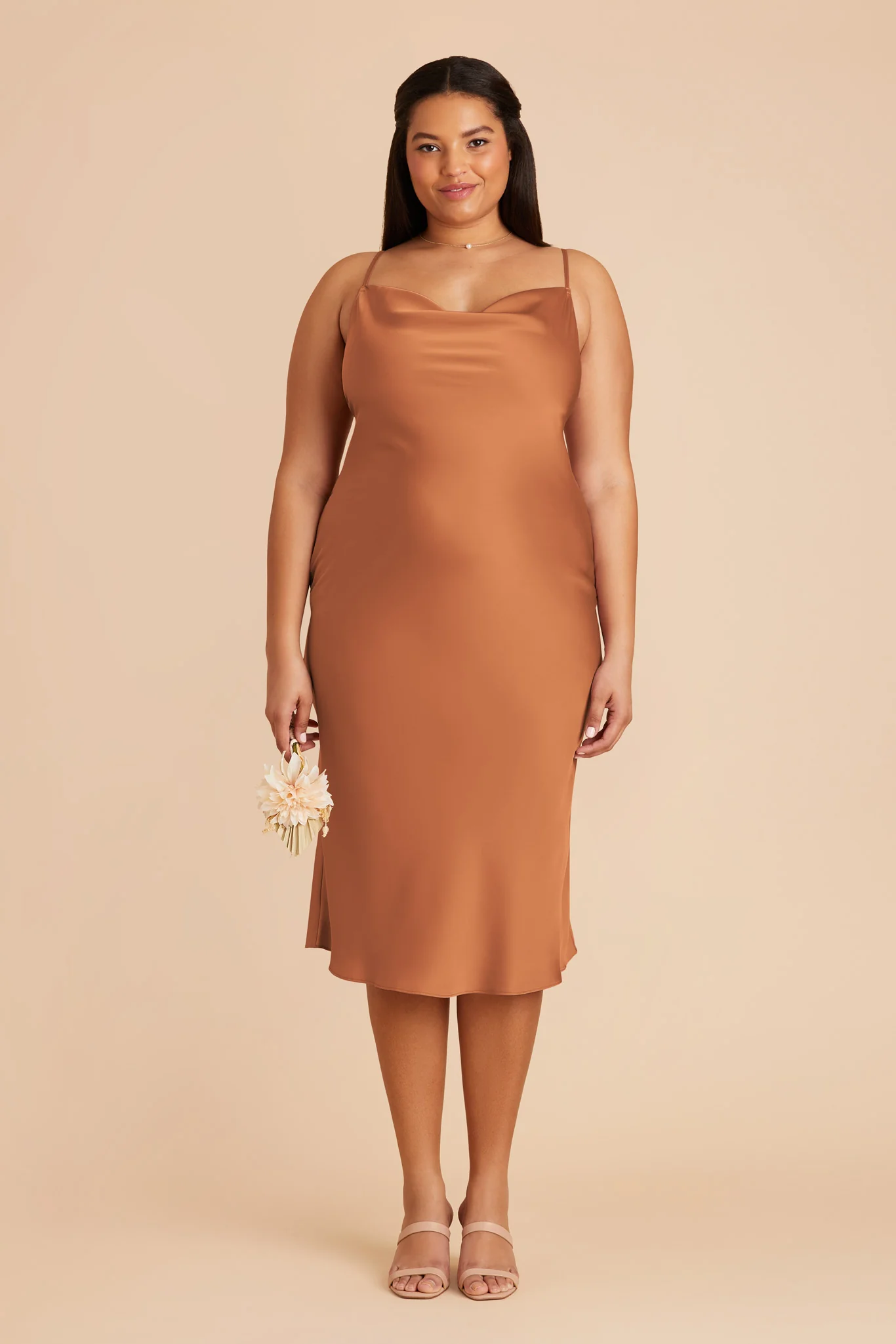 Liza Matte Satin Dress - Rust - Image 7