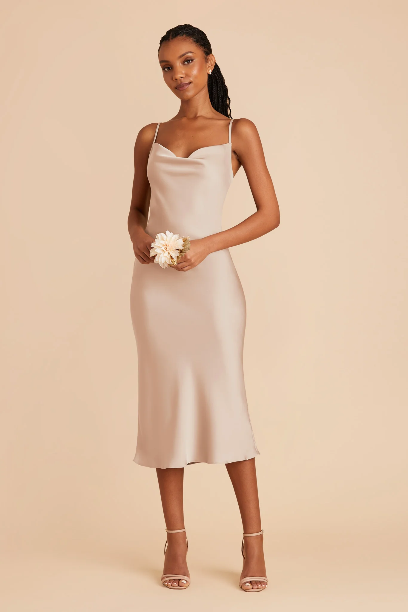 Liza Matte Satin Dress - Taupe