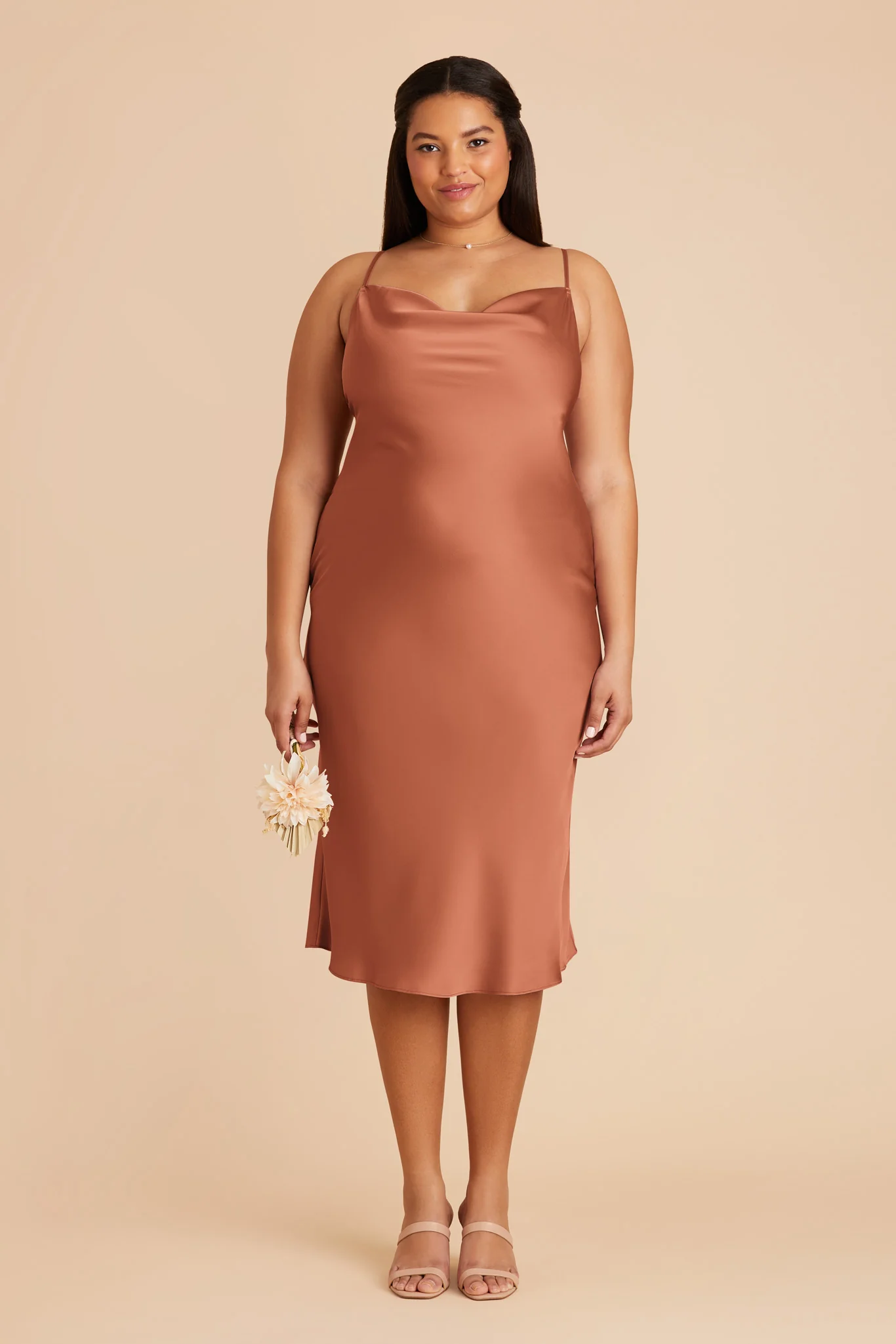 Liza Matte Satin Dress - Terracotta - Image 7