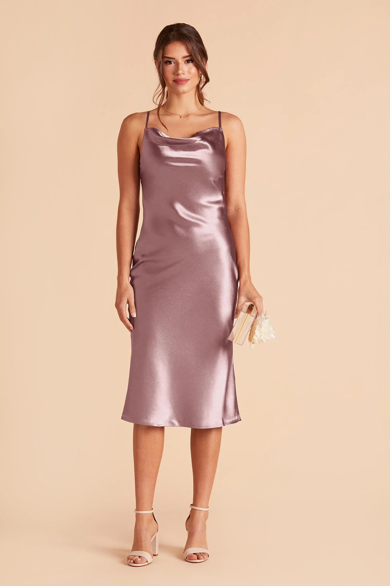 Liza Shiny Satin Dress - Dark Mauve - Image 6