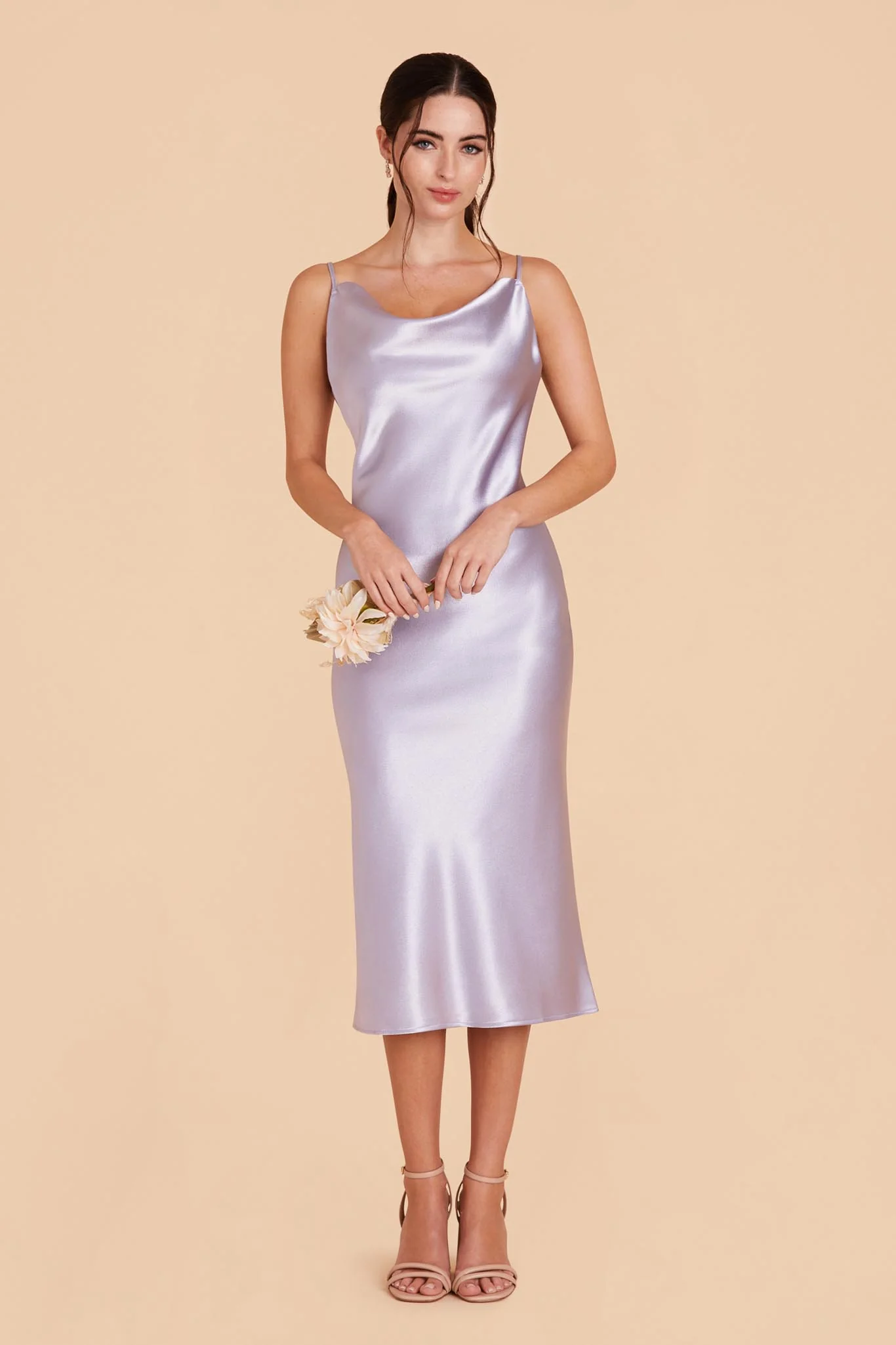Liza Shiny Satin Dress - Dusty Lilac - Image 4