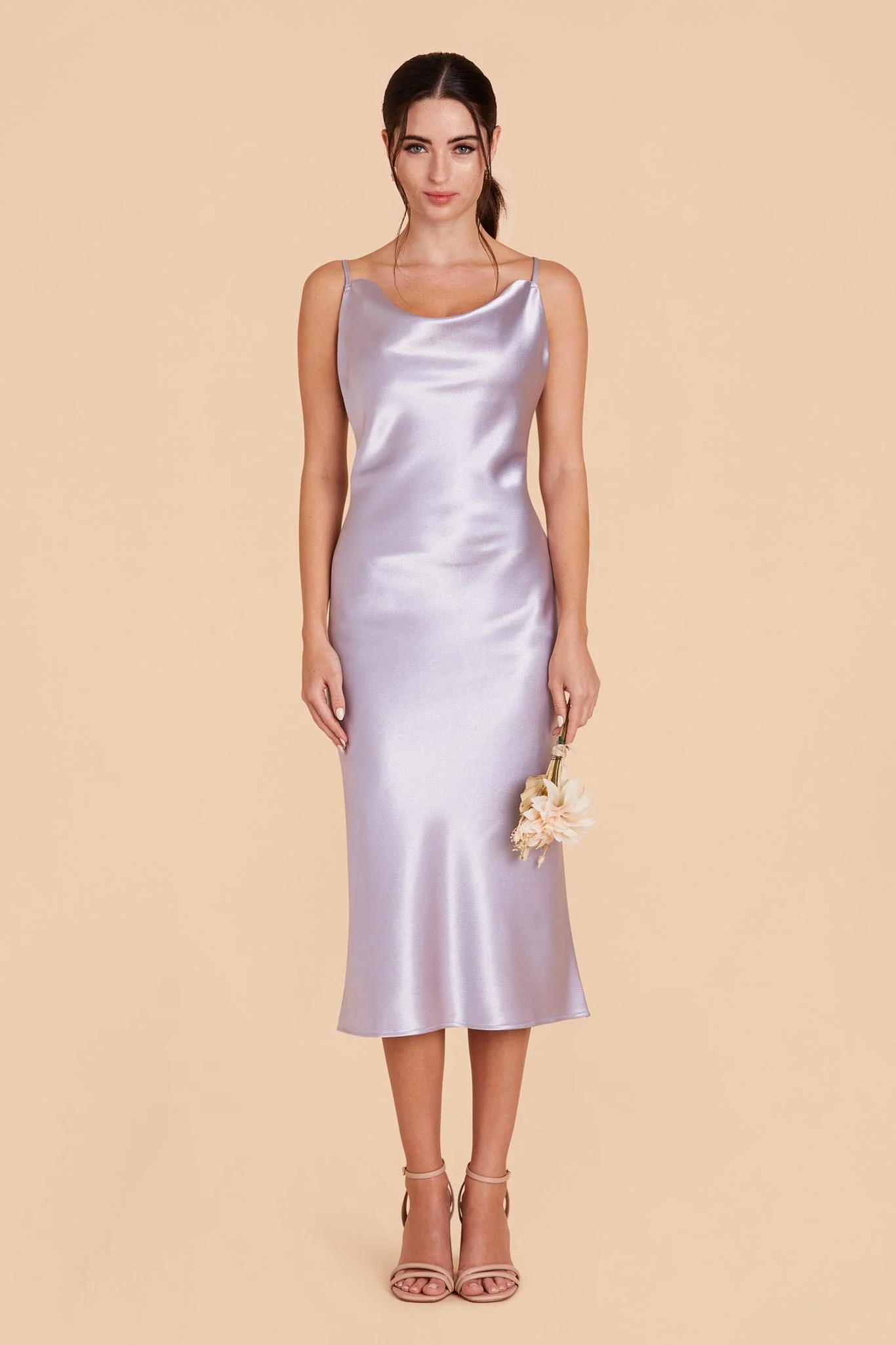Liza Shiny Satin Dress - Dusty Lilac - Image 5