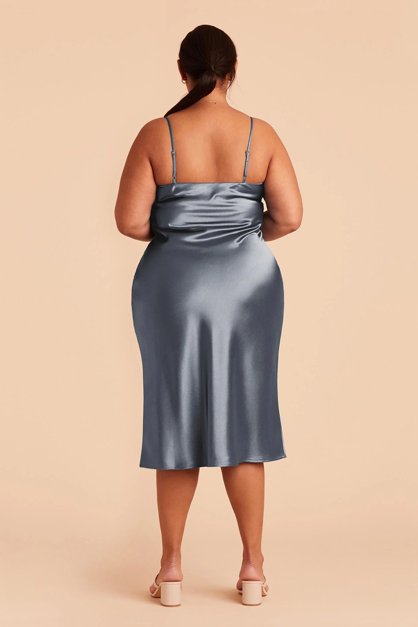 Liza Shiny Satin Dress - French Blue - Image 6