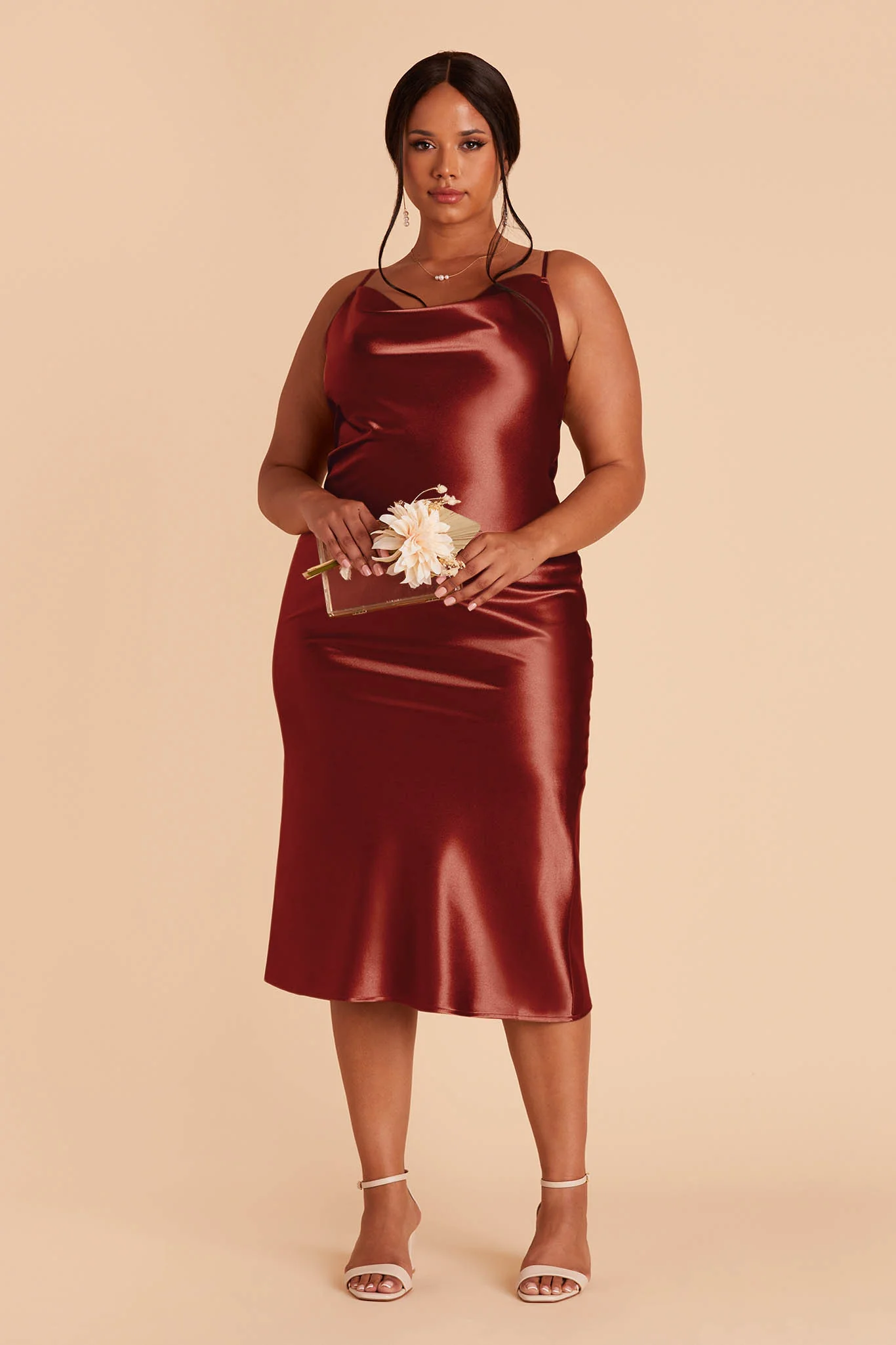 Liza Shiny Satin Dress - Spice - Image 2