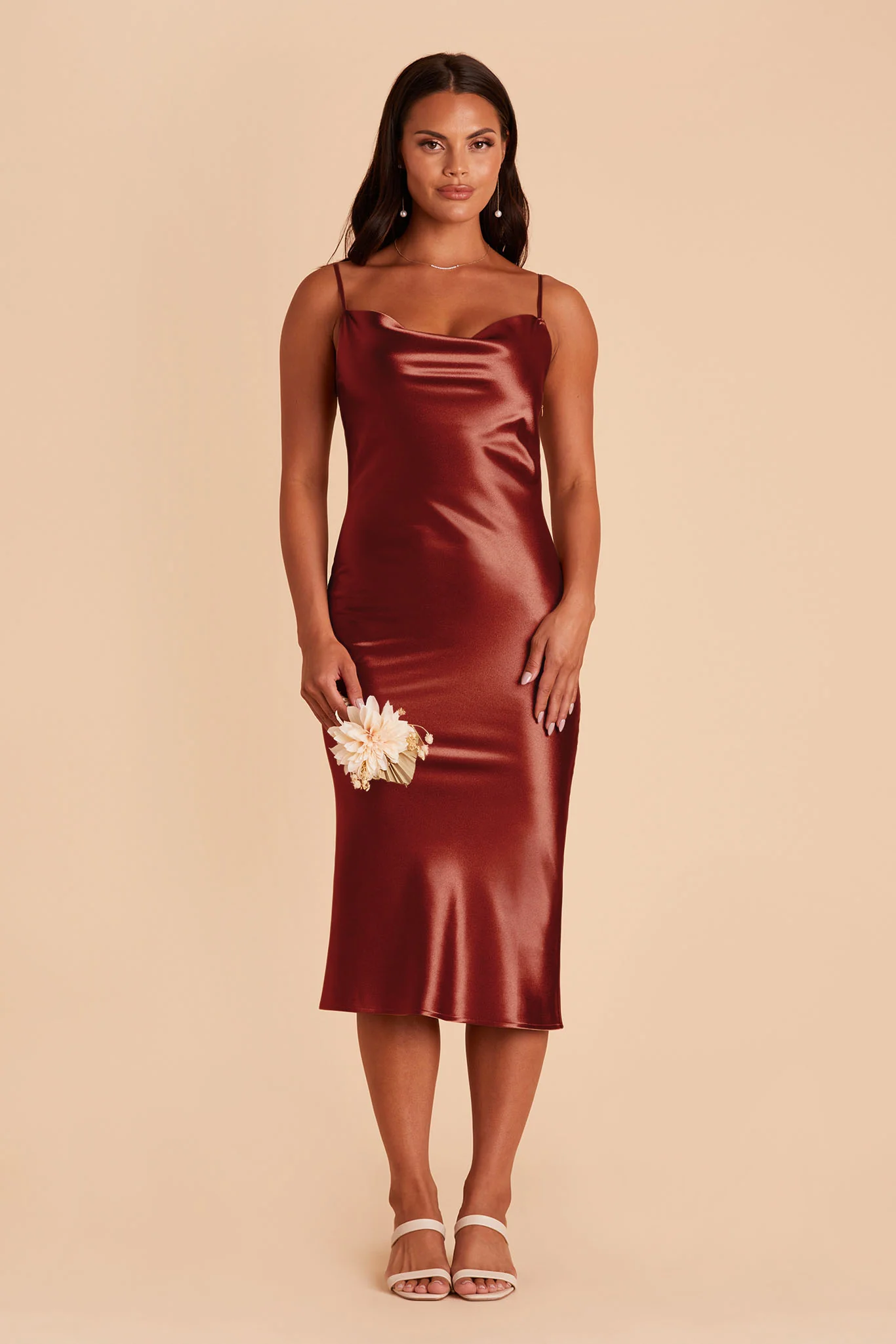 Liza Shiny Satin Dress - Spice - Image 5