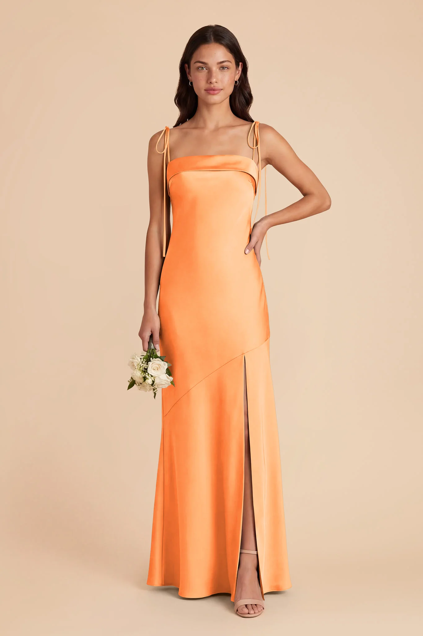 Lizzie Matte Satin Dress - Apricot