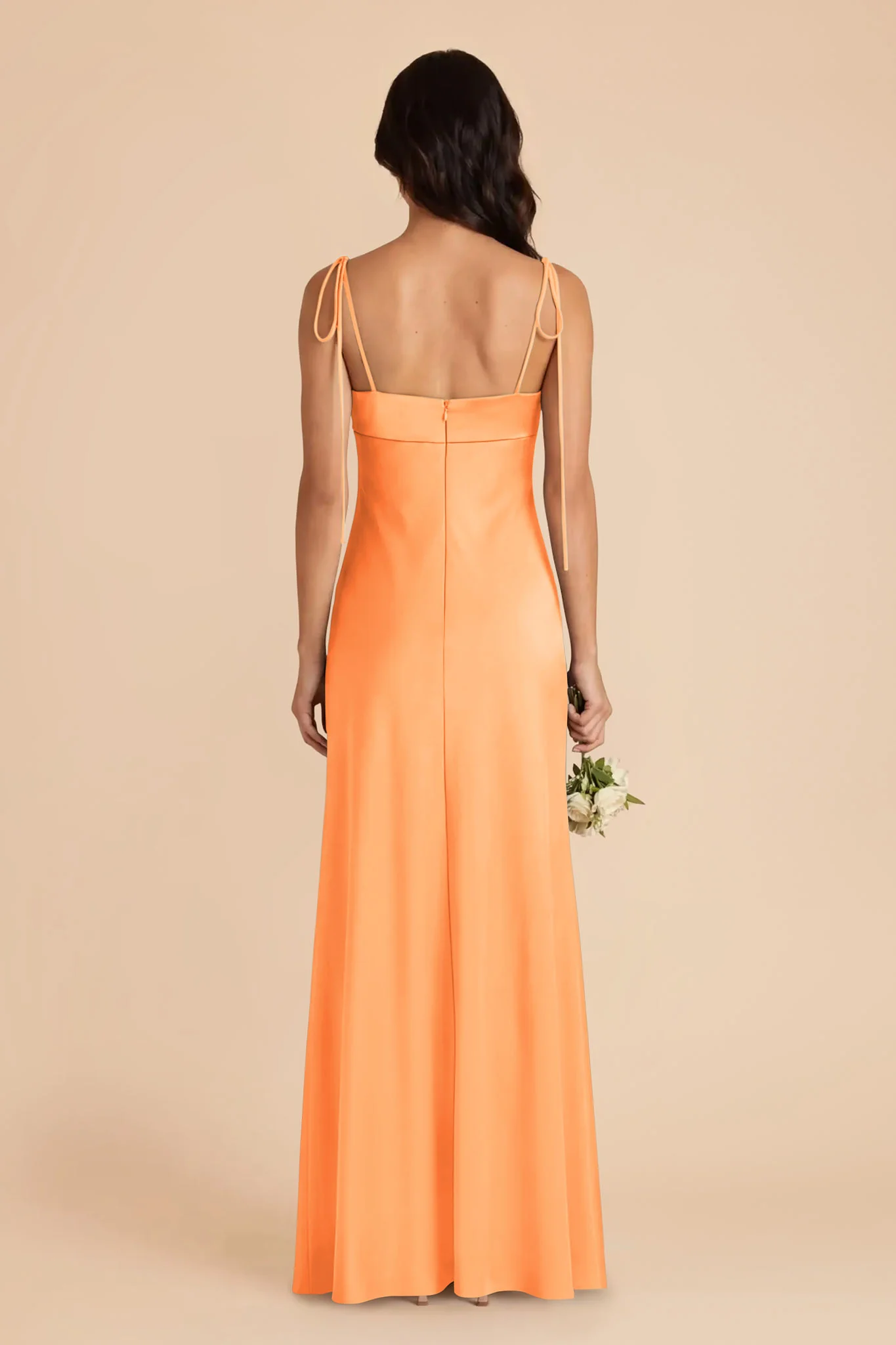 Lizzie Matte Satin Dress - Apricot - Image 5