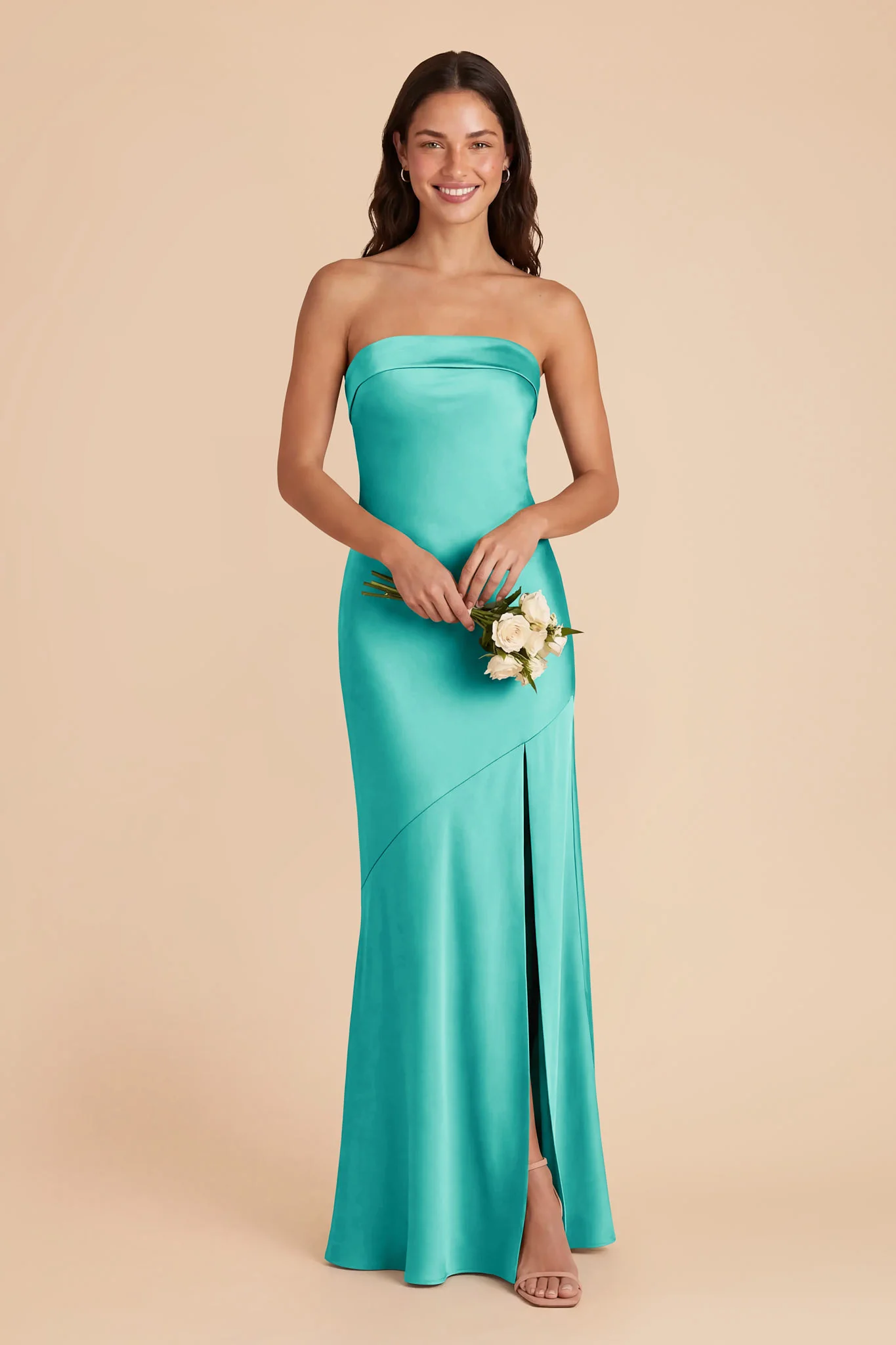Lizzie Matte Satin Dress - Aquamarine - Image 2